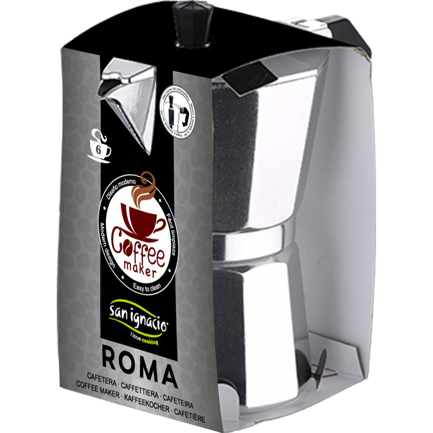 CAFETERA ITALIANA ALUMINIO 6 TAZAS ROMA