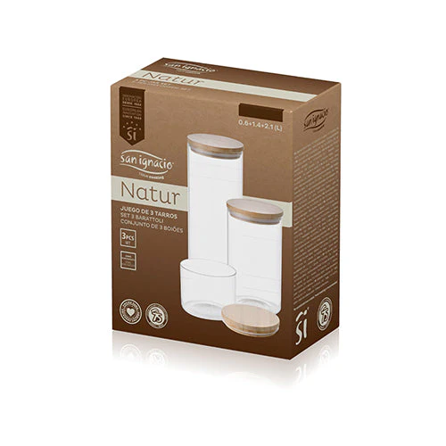 SET 3 CONTENEDORES DE VIDRIO NATUR SG