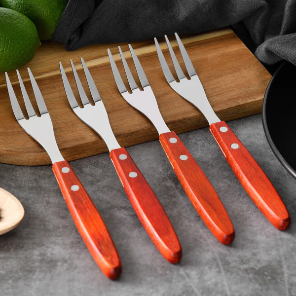 SET 4 TENEDORES DE CARNE ACERO INOXIDABLE BBQ