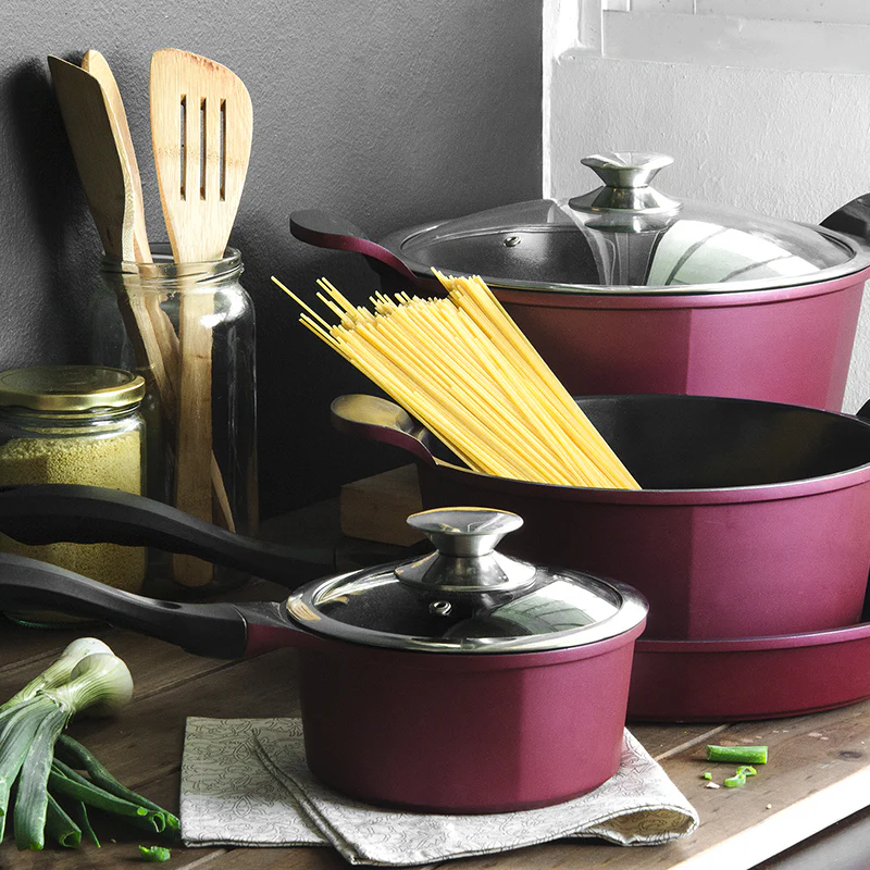 BATERIA DE COCINA 9PIEZAS BERRIES ALUMINIO FUNDIDO