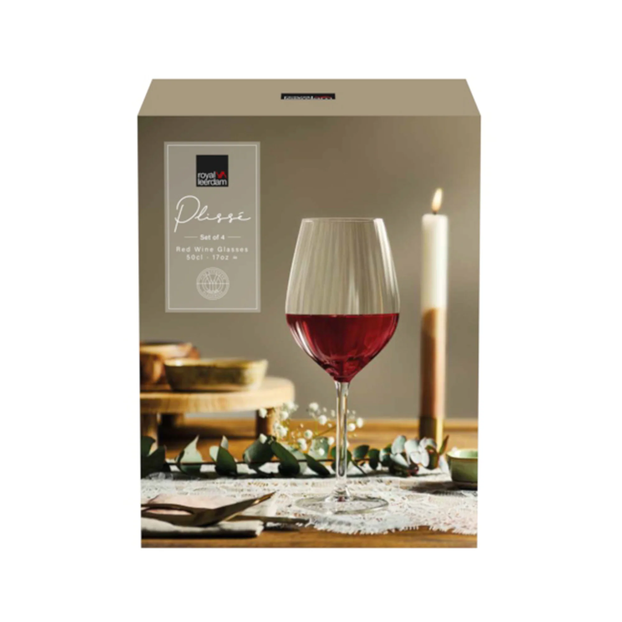 SET 4 COPAS VINO TINTO PLISSE 500 ML