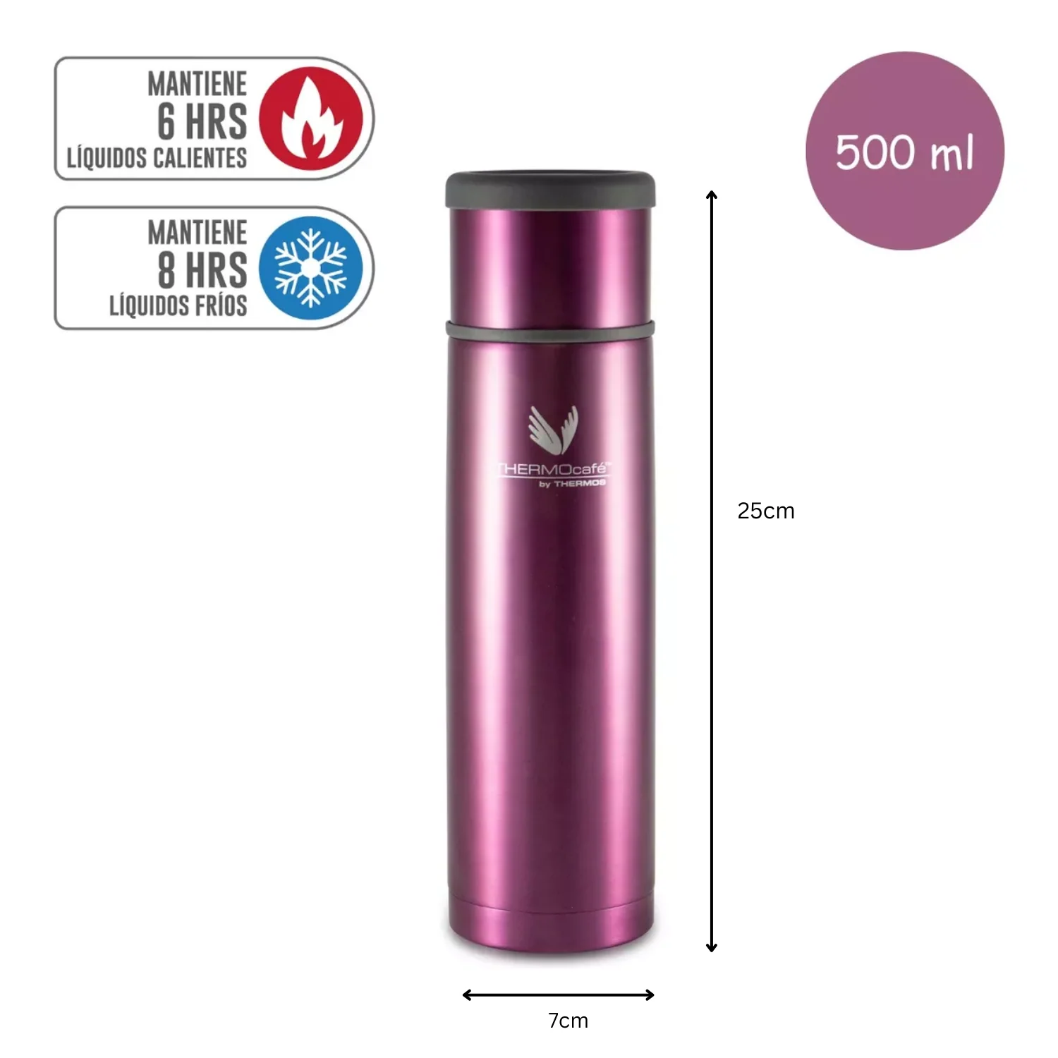 TERMO LÍQUIDO ACERO INOXIDABLE EVERYNIGHT PURPURA 500 ML