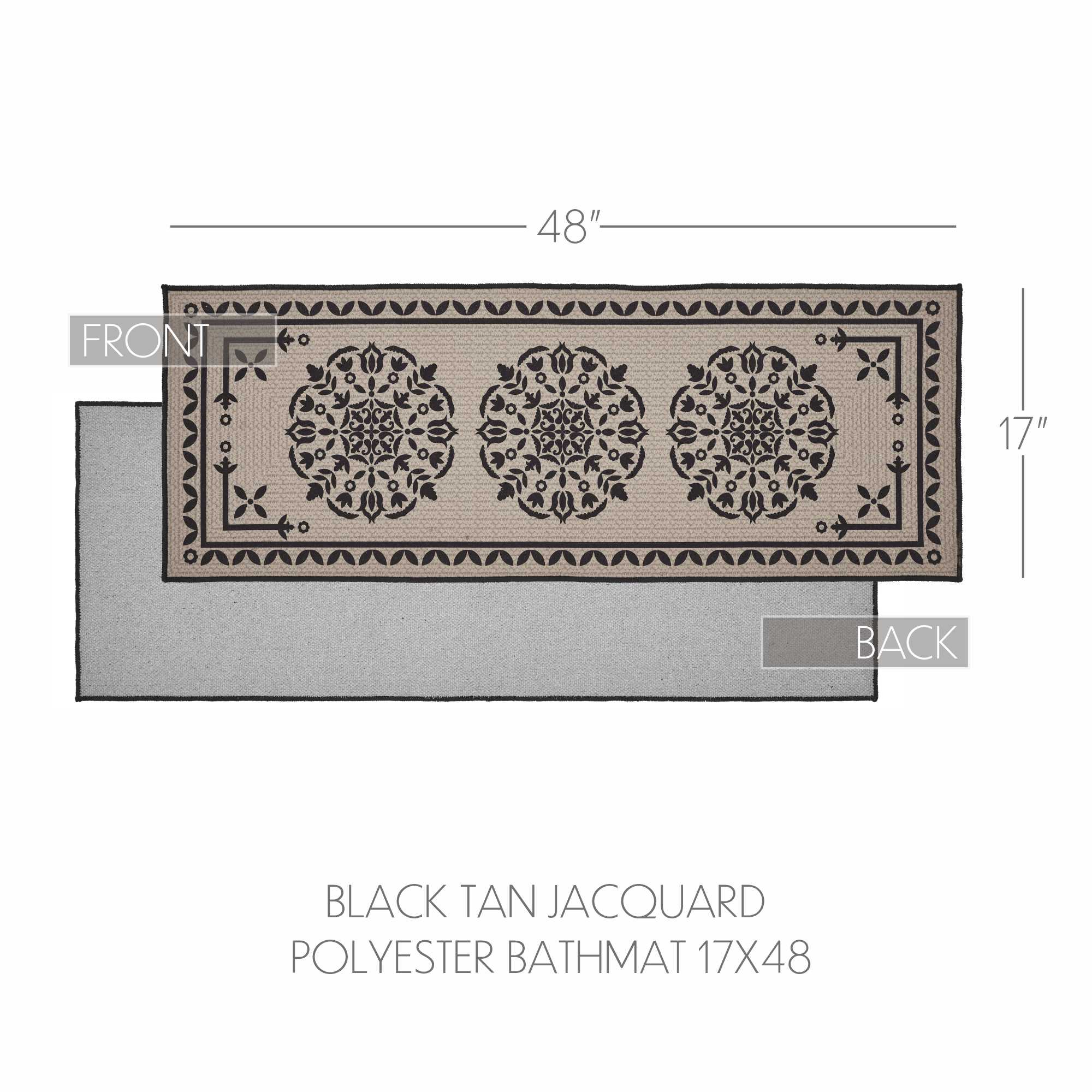 Custom House Black Tan Jacquard Polyester Bathmat 17x48
