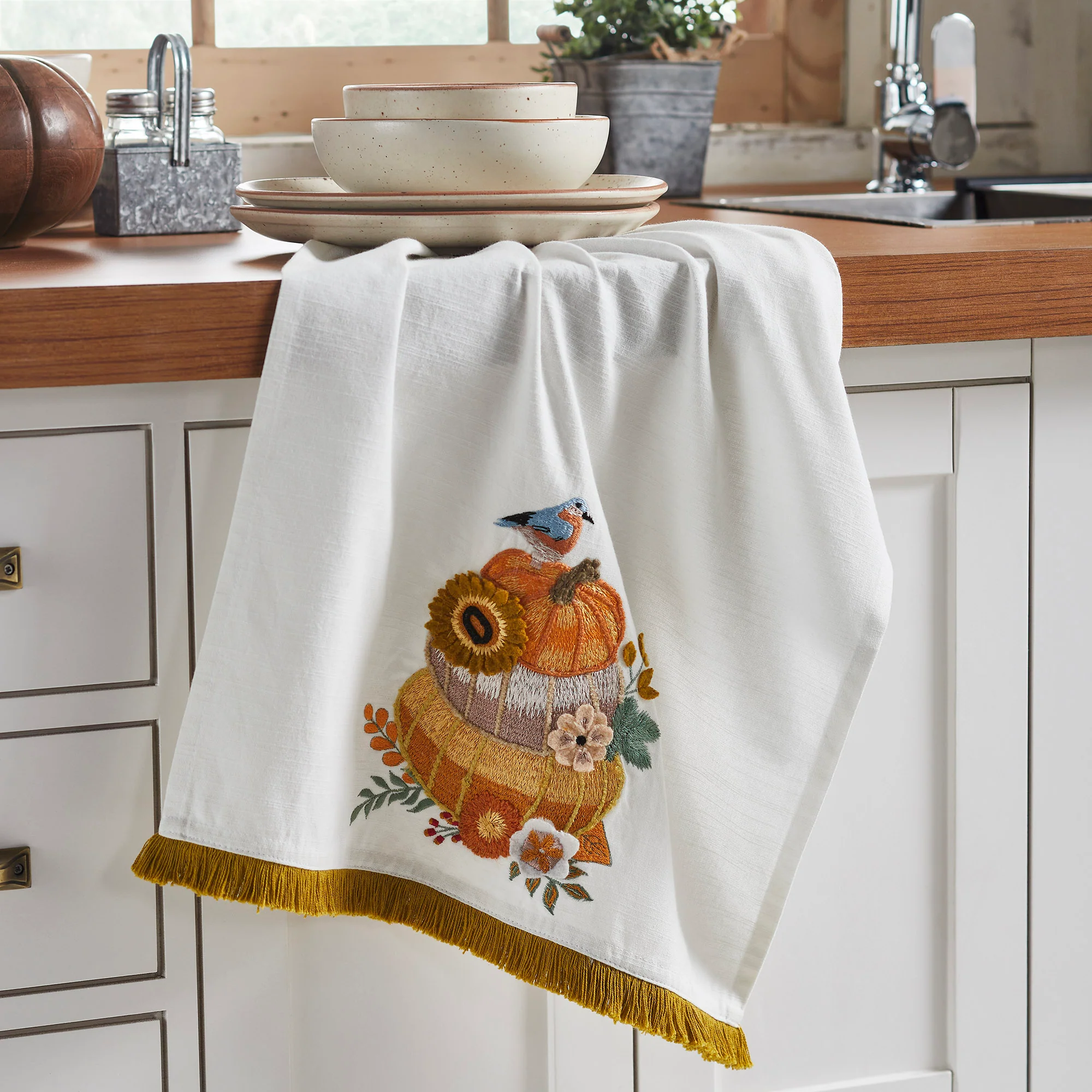 Pumpkin Floral Tea Towel 19x28