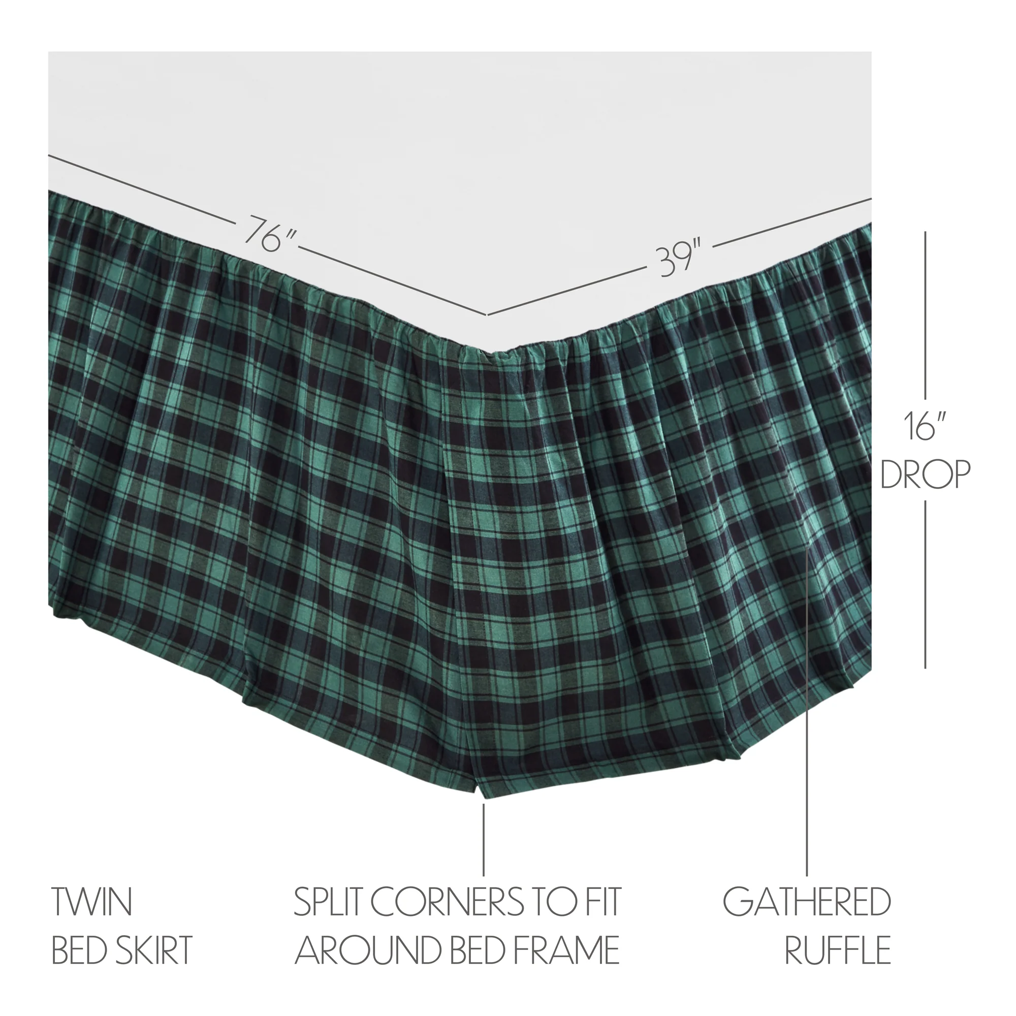 Pine Grove Twin Bed Skirt 39x76x16