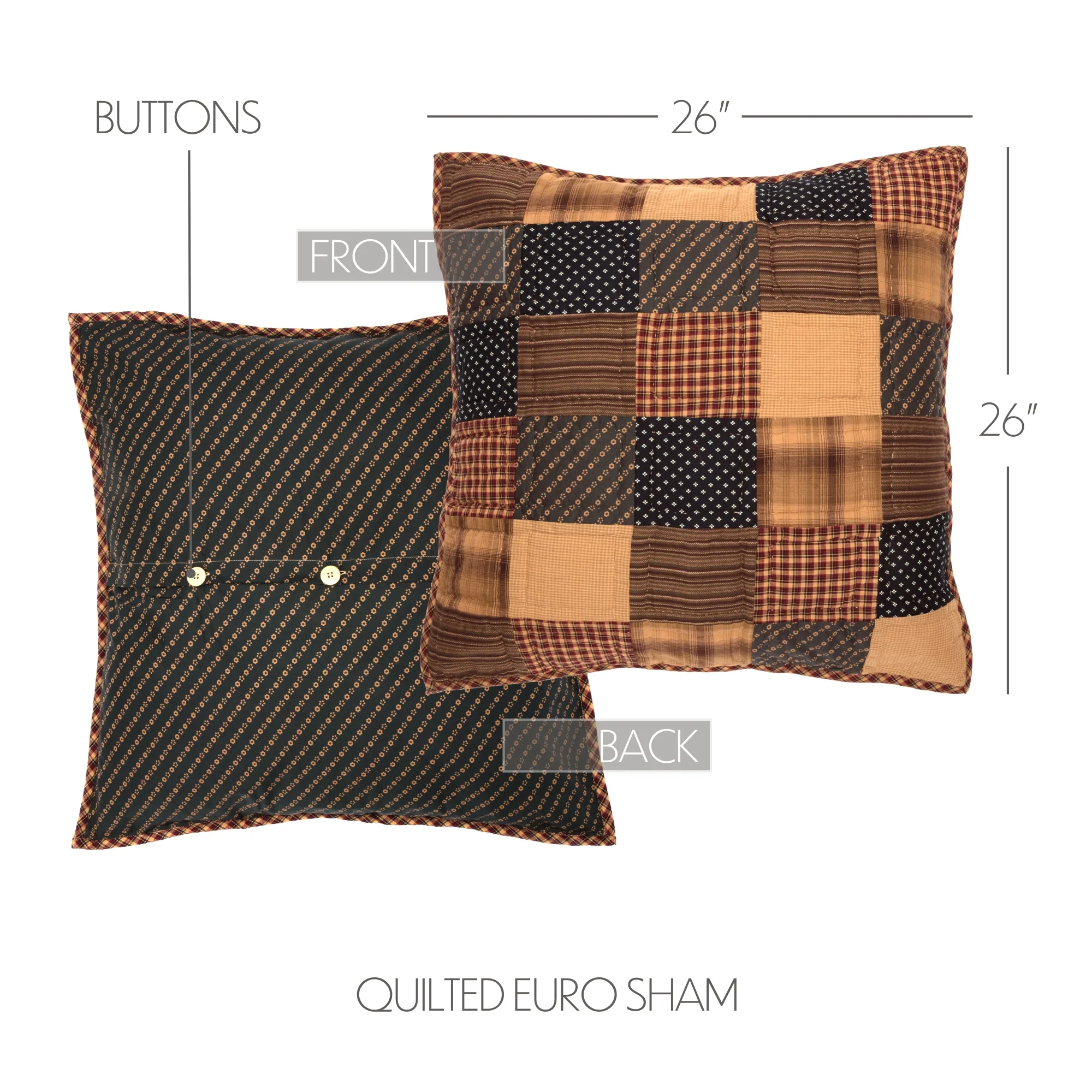 Patriotic Patch Euro Sham Quilted 26x26