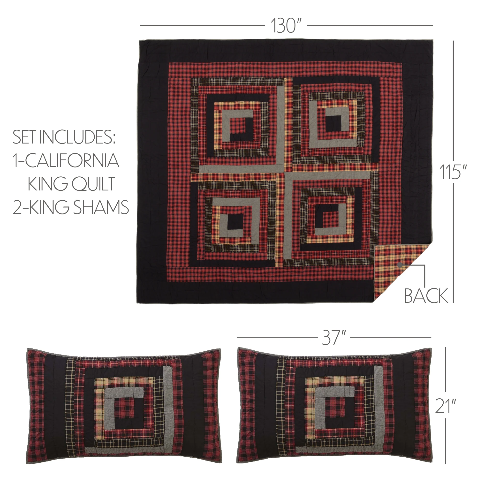 Cumberland California King Quilt Set; 1-Quilt 130Wx115L w/2 Shams 21x37
