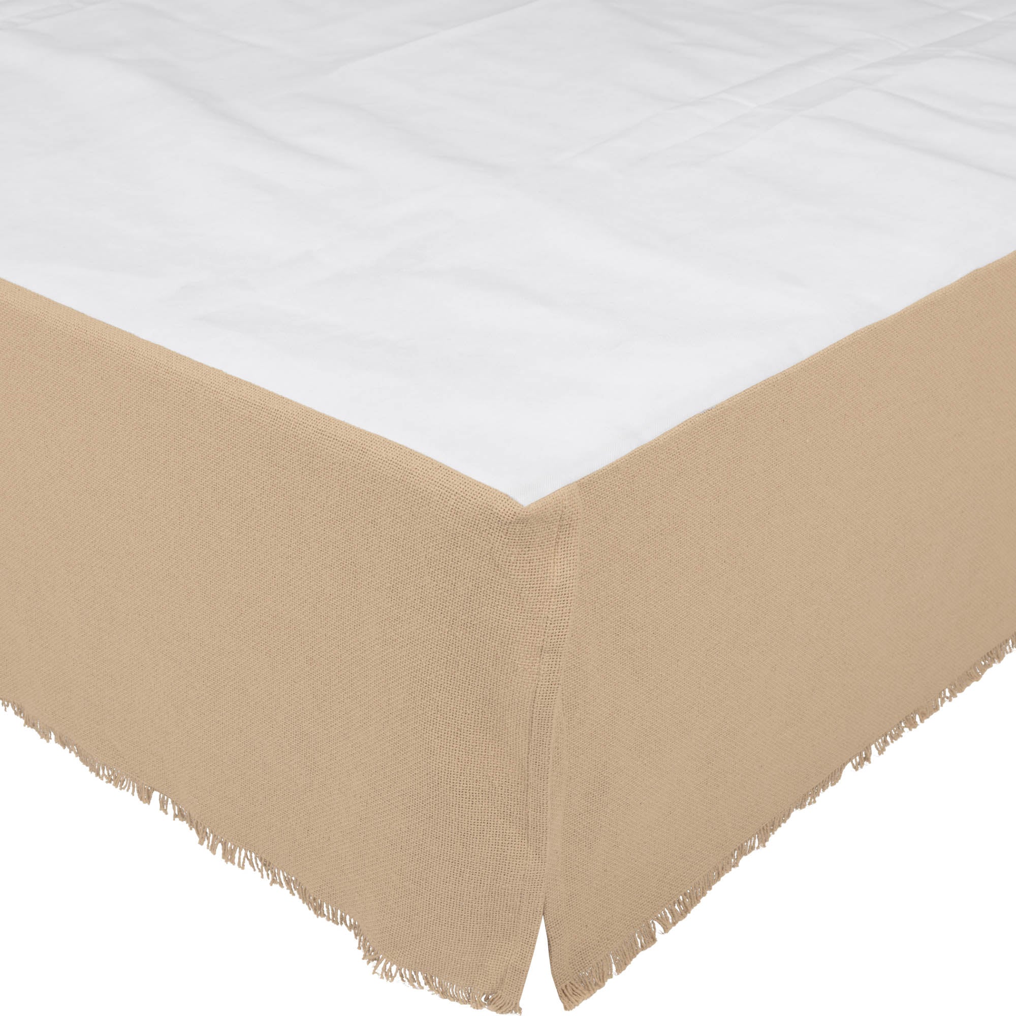 Burlap Vintage Fringed Queen Bed Skirt 60x80x16