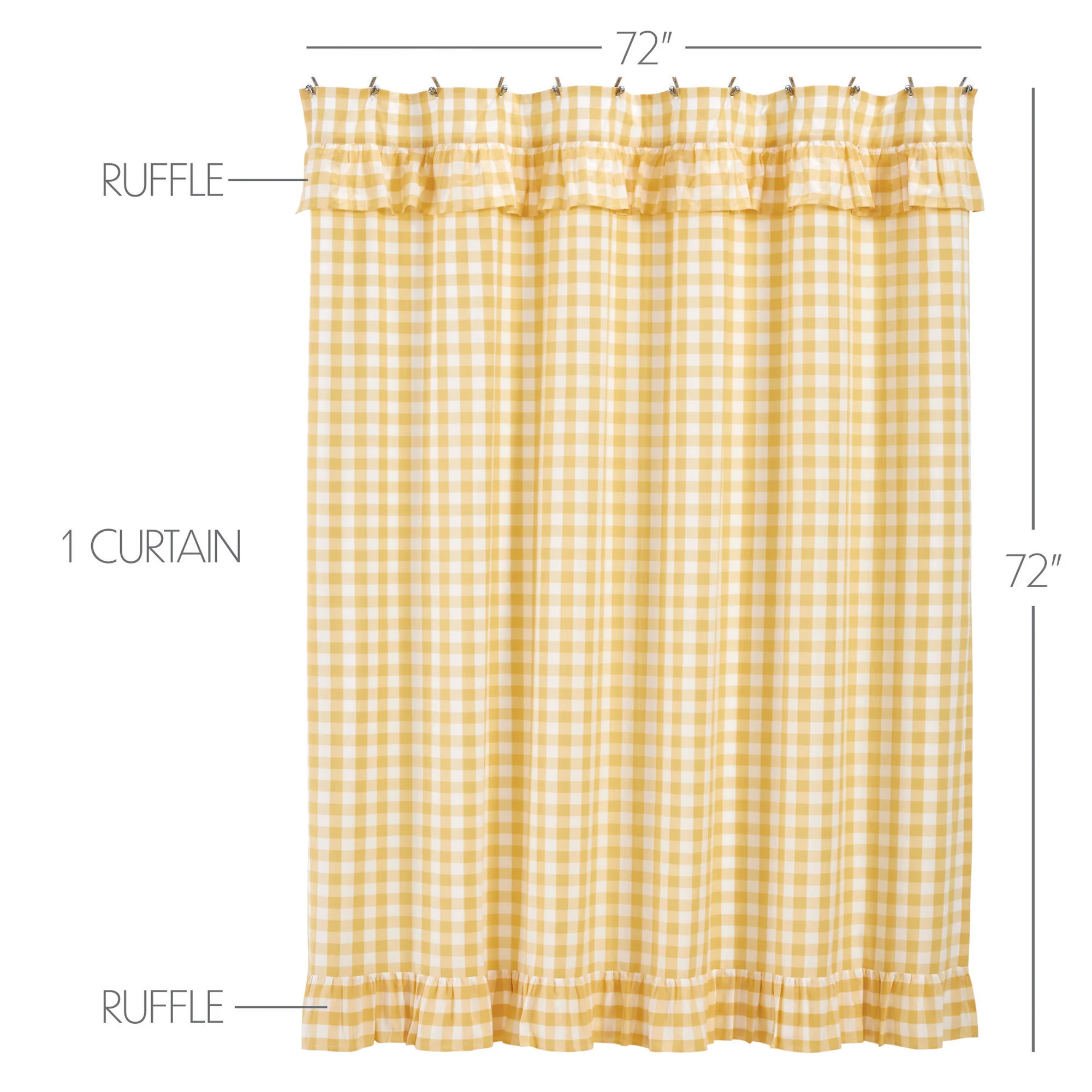 Annie Buffalo Yellow Check Ruffled Shower Curtain 72x72