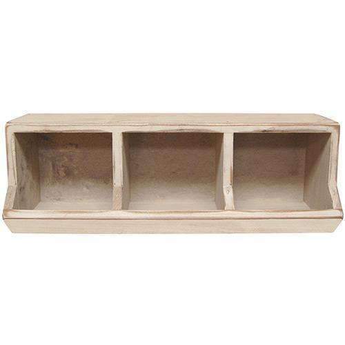 Country Nesting Box Wooden Horizontal Storage Bin, Antique White 18
