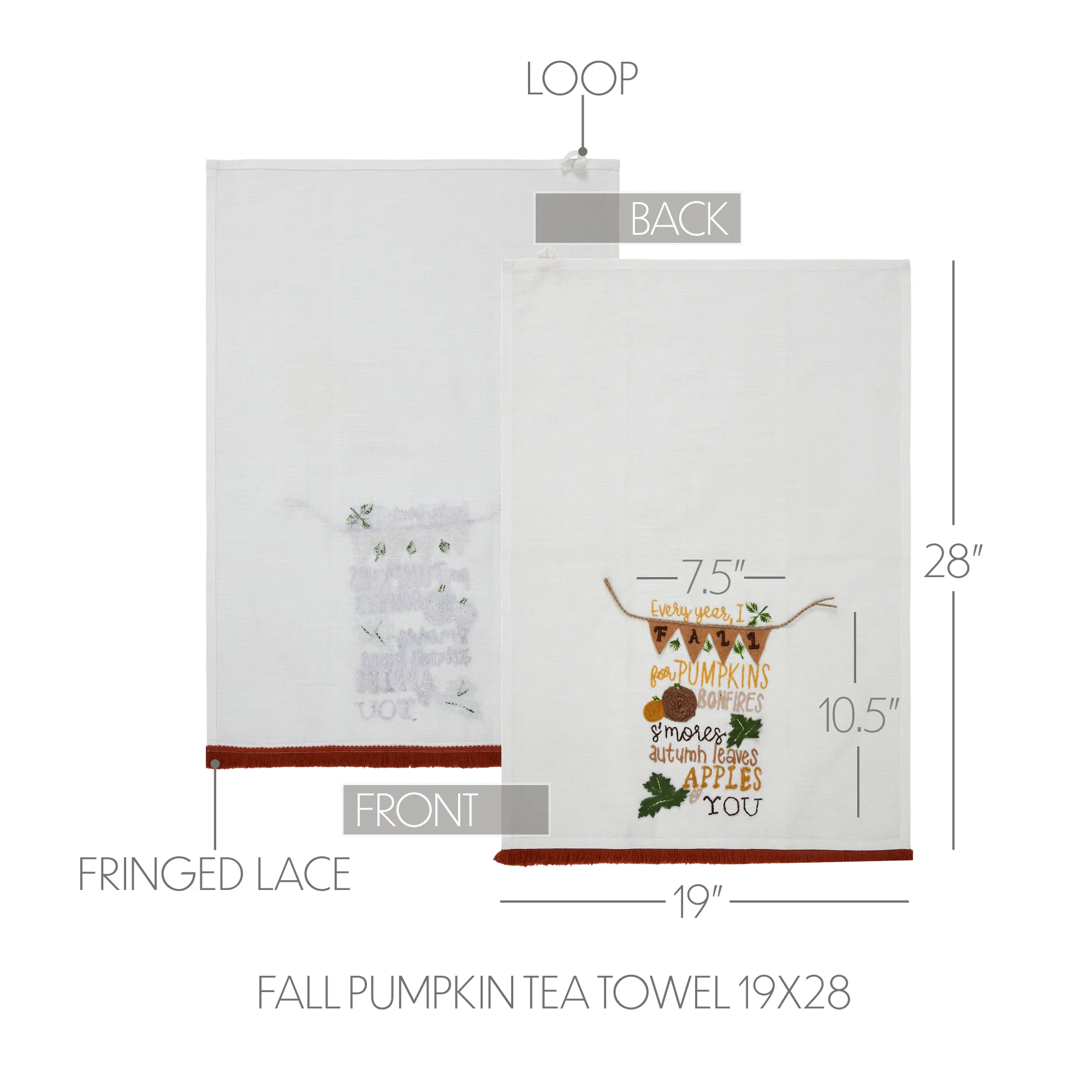 Fall Pumpkin Tea Towel 19x28