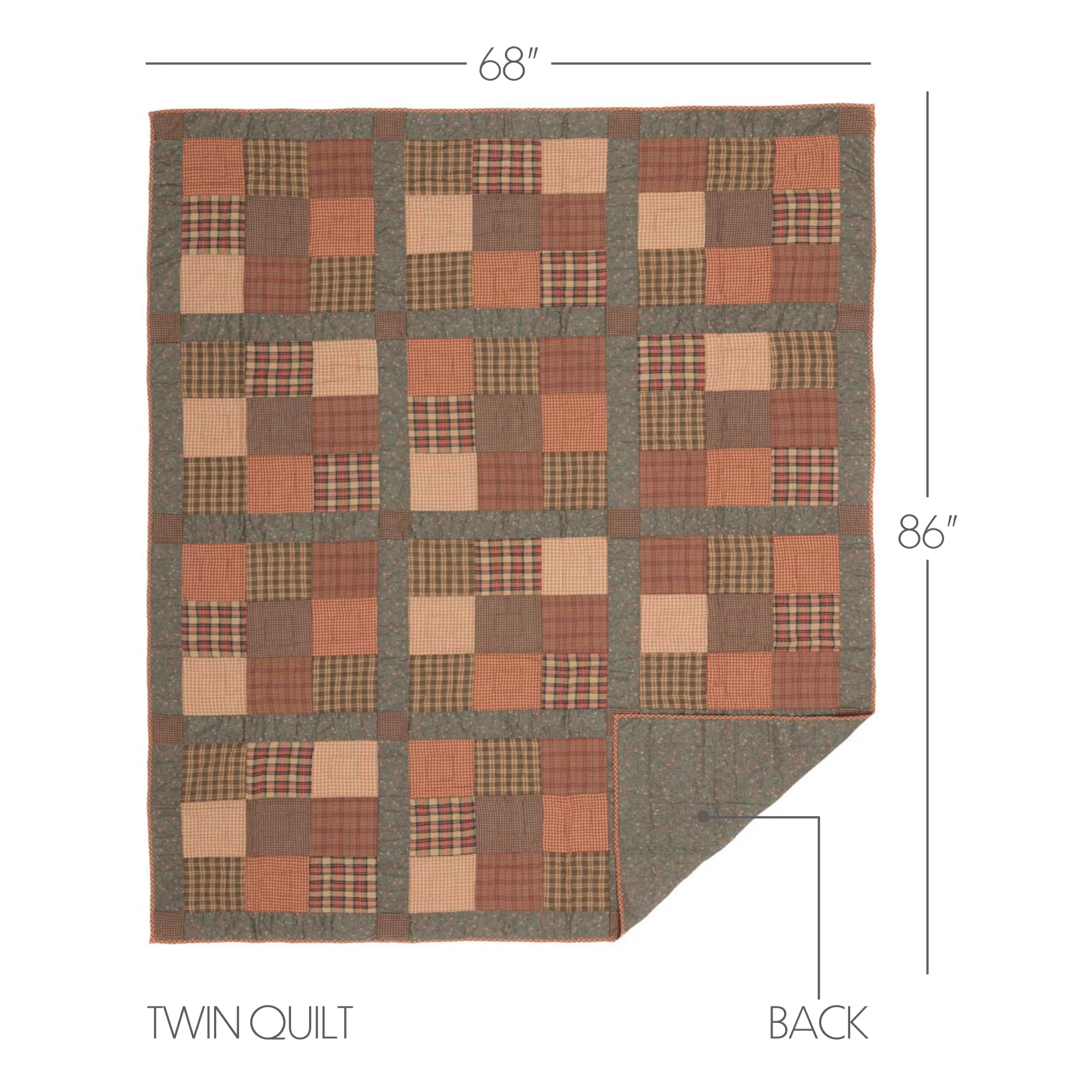 Crosswoods Twin Quilt 68Wx86L