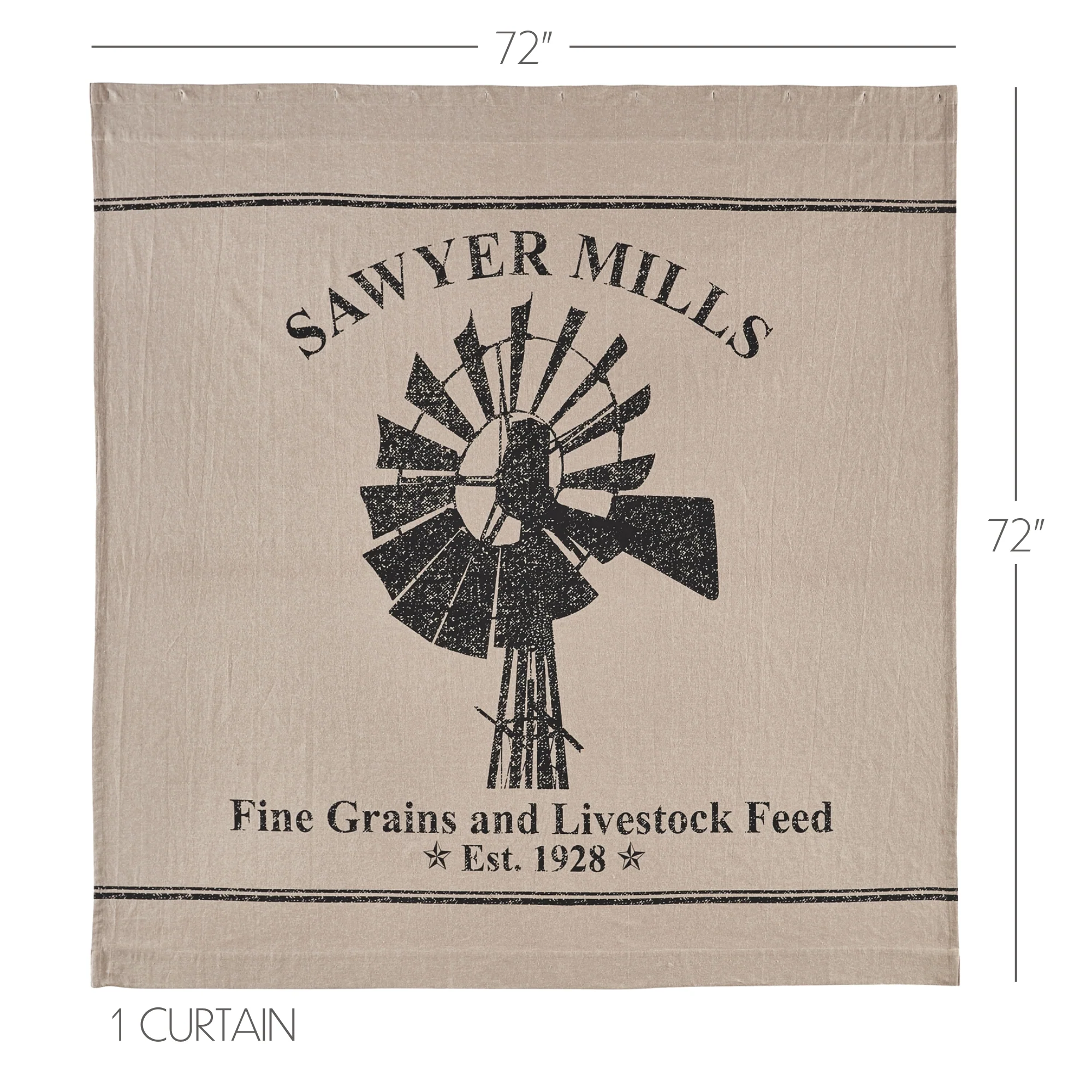 Sawyer Mill Charcoal Windmill Shower Curtain 72x72