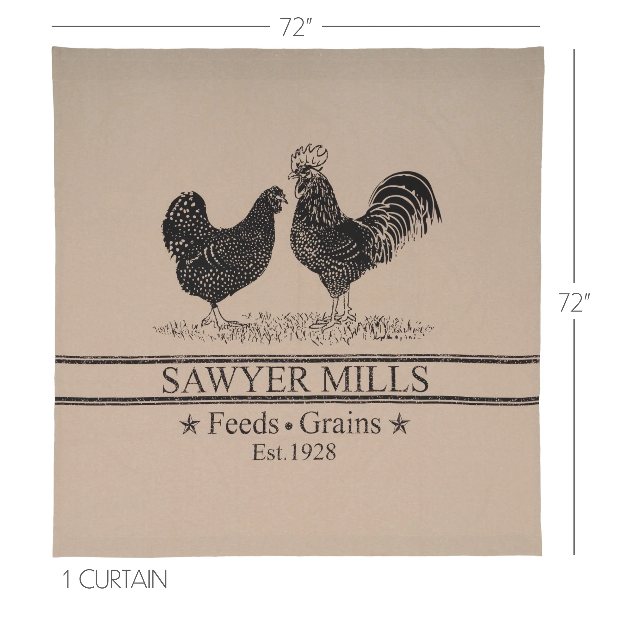 Sawyer Mill Charcoal Poultry Shower Curtain 72x72