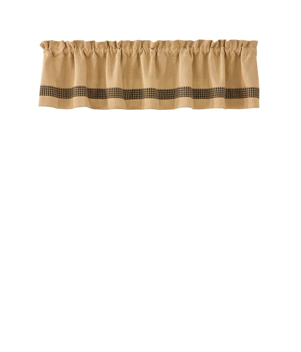 Burlap & Black Check Farmhouse Style Valance, 72
