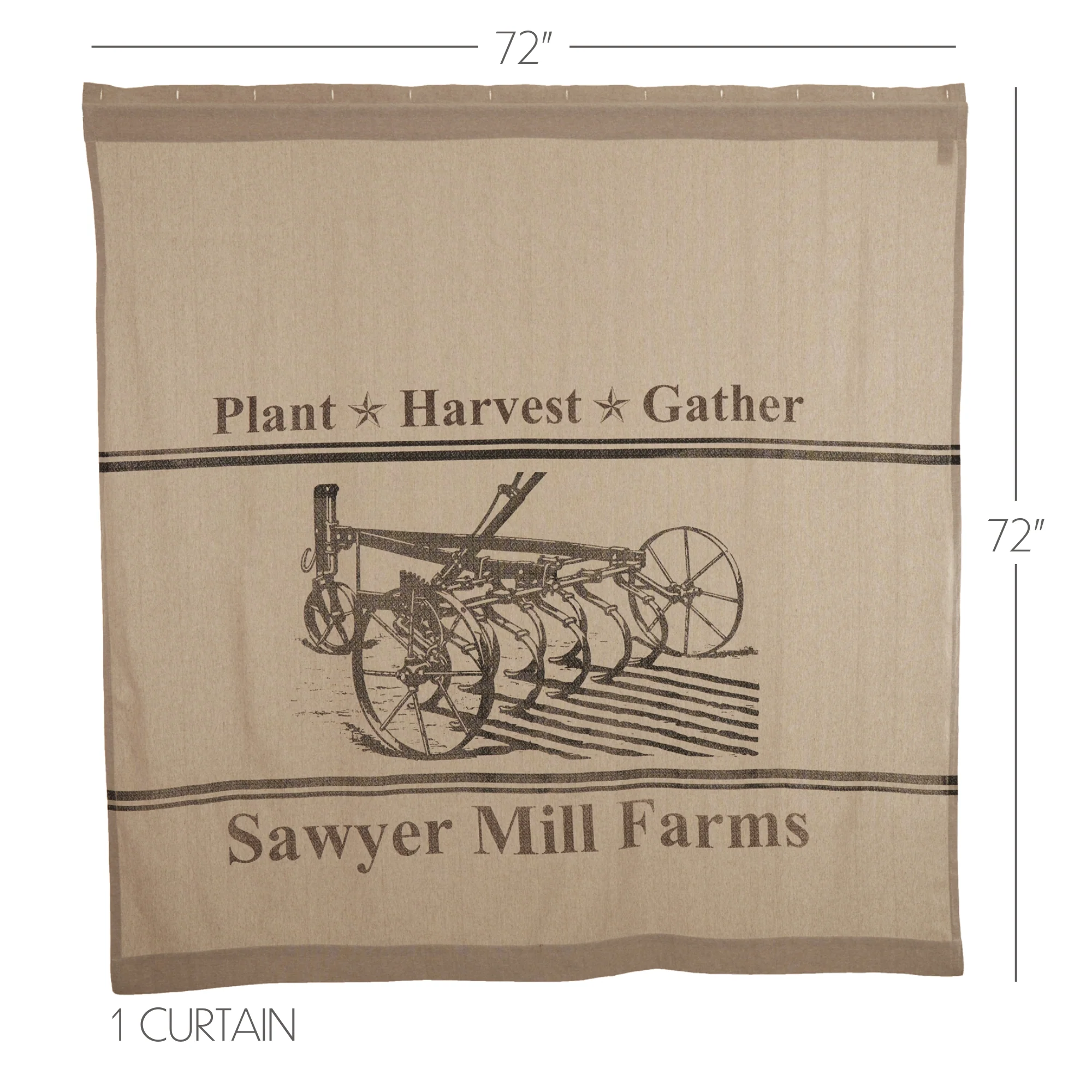 Sawyer Mill Charcoal Plow Shower Curtain 72x72