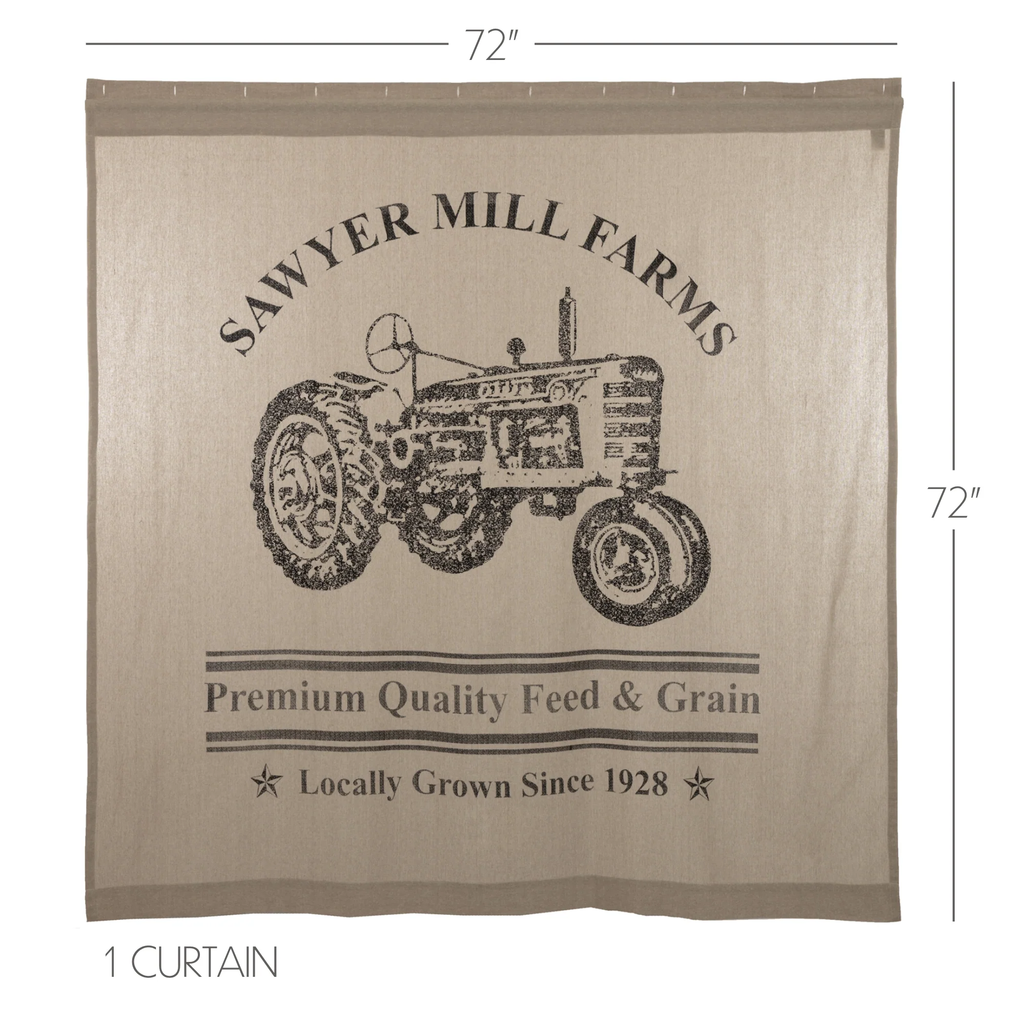 Sawyer Mill Charcoal Tractor Shower Curtain 72x72