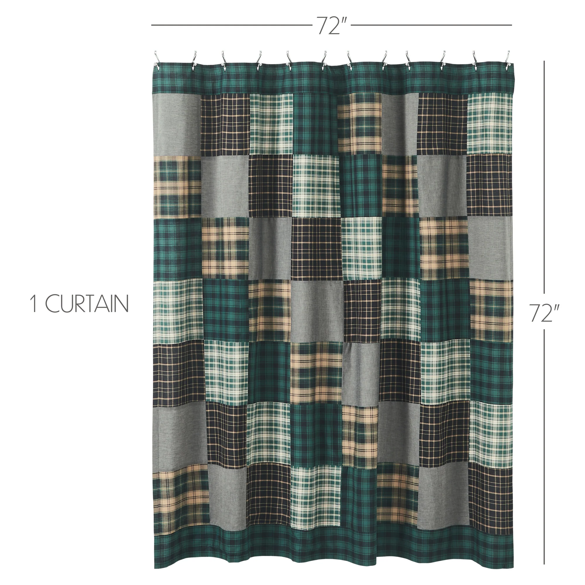 Pine Grove Patchwork Shower Curtain 72x72
