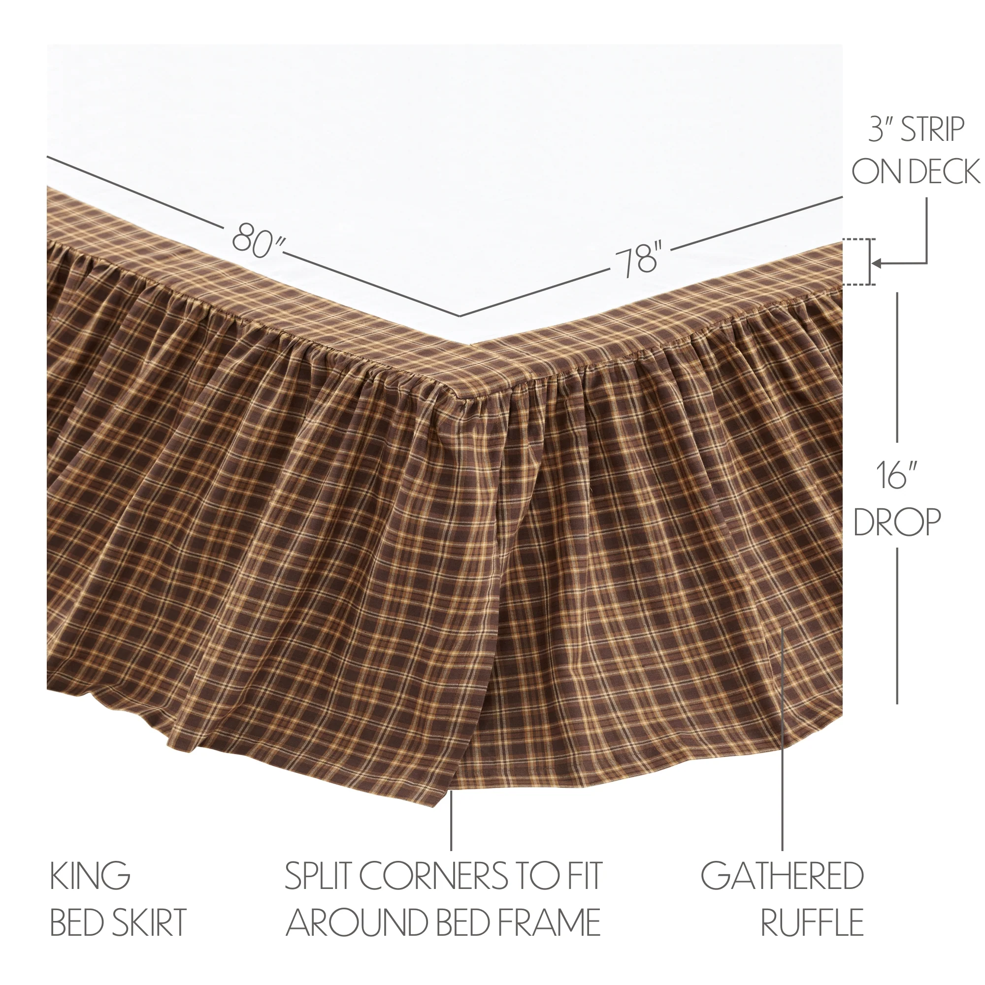 Prescott King Bed Skirt 78x80x16