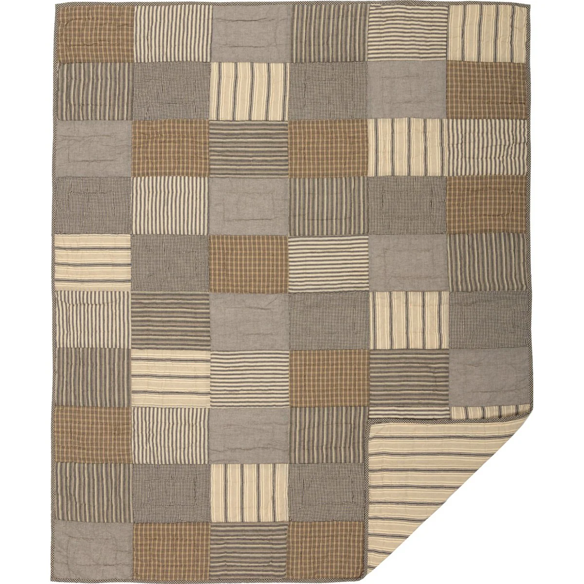 Sawyer Mill Patchwork Quilted Throw, Charcoal Gray, 60x50