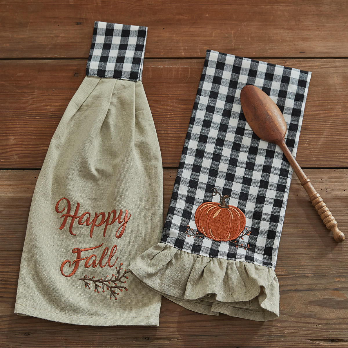 Autumn Checkerboard Decorative Dishtowel