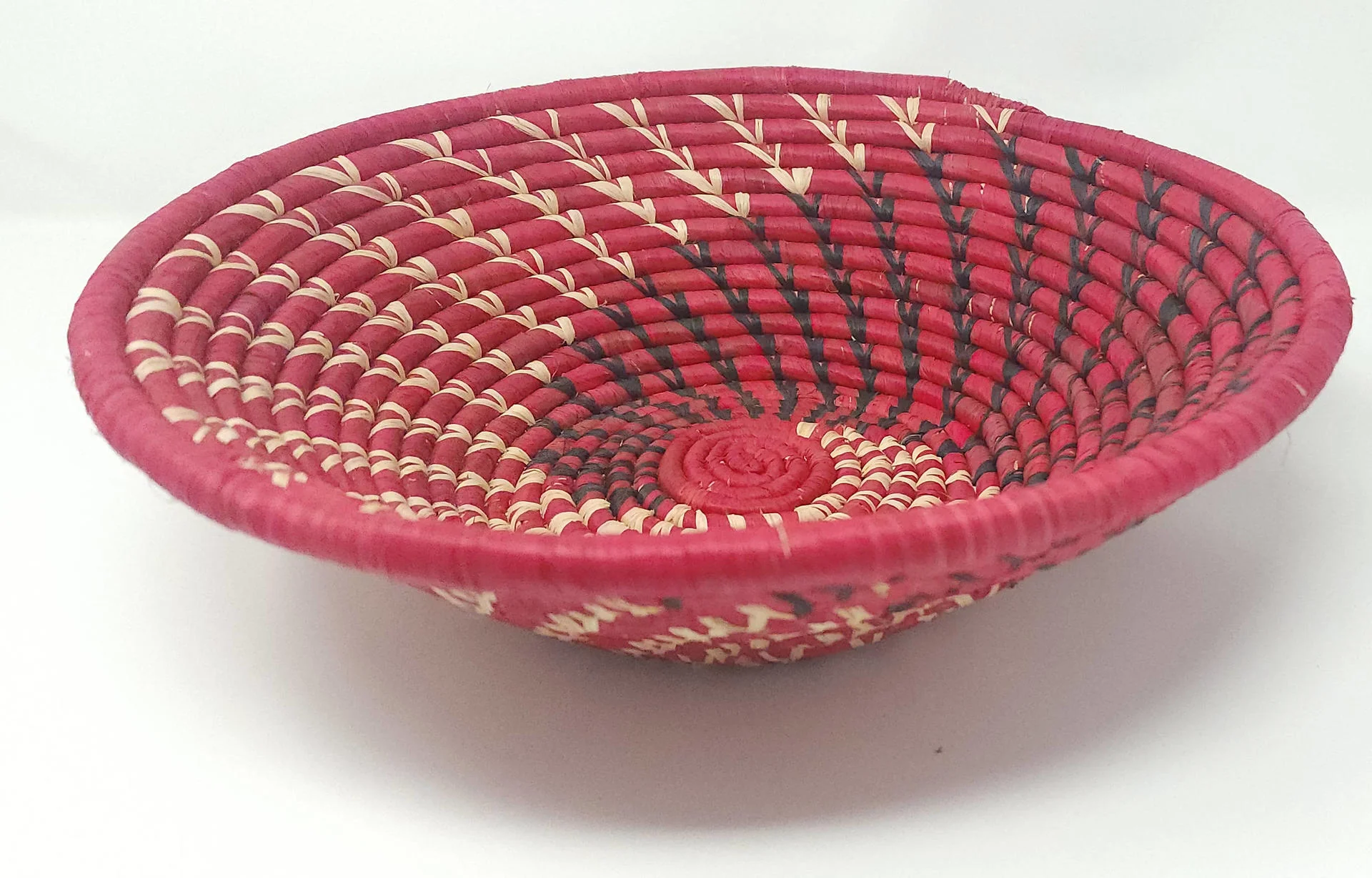 Colorful Artisan Handmade Basket - Red with Pattern