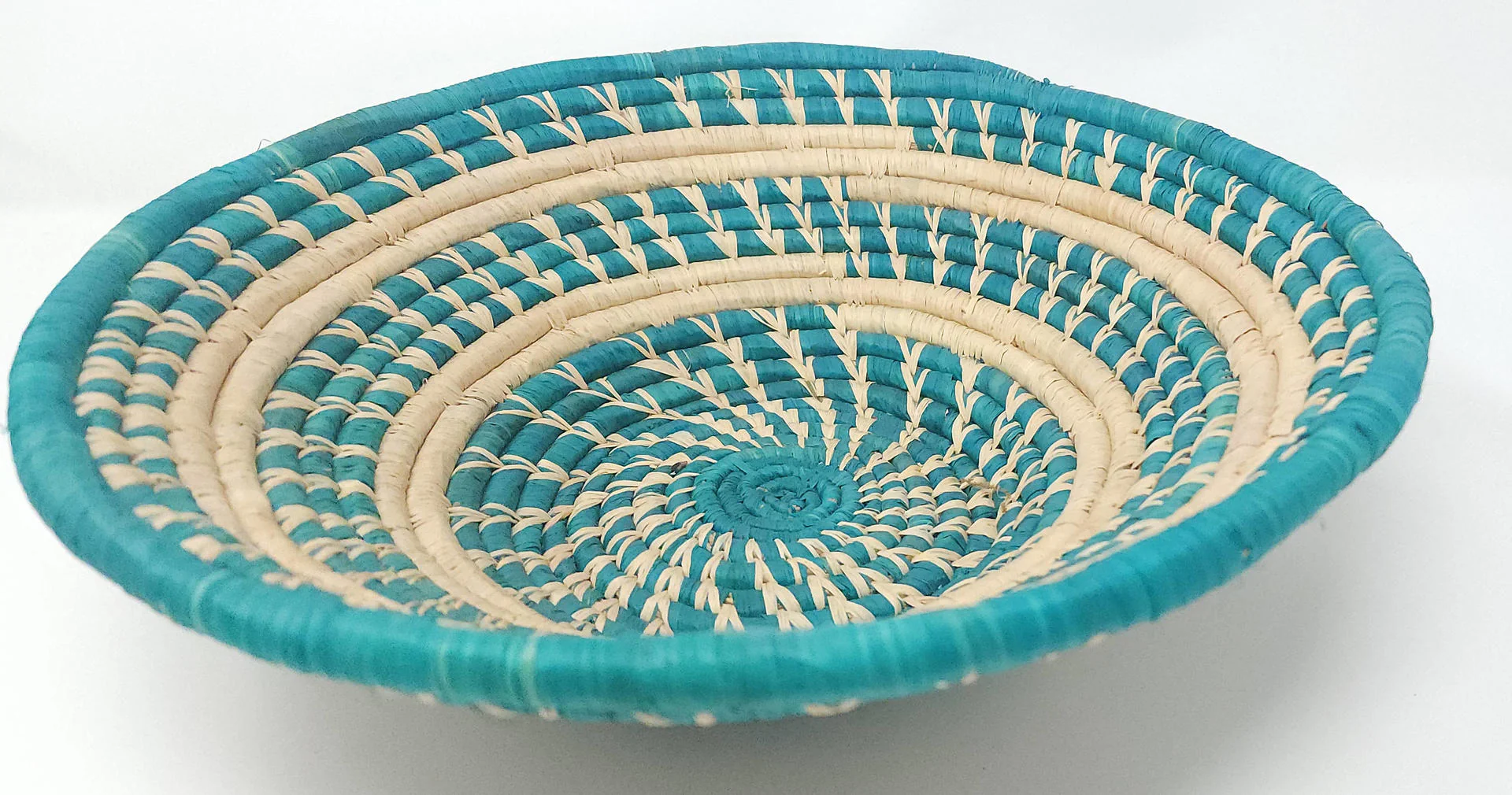 Colorful Artisan Handmade Basket - Green with Pattern