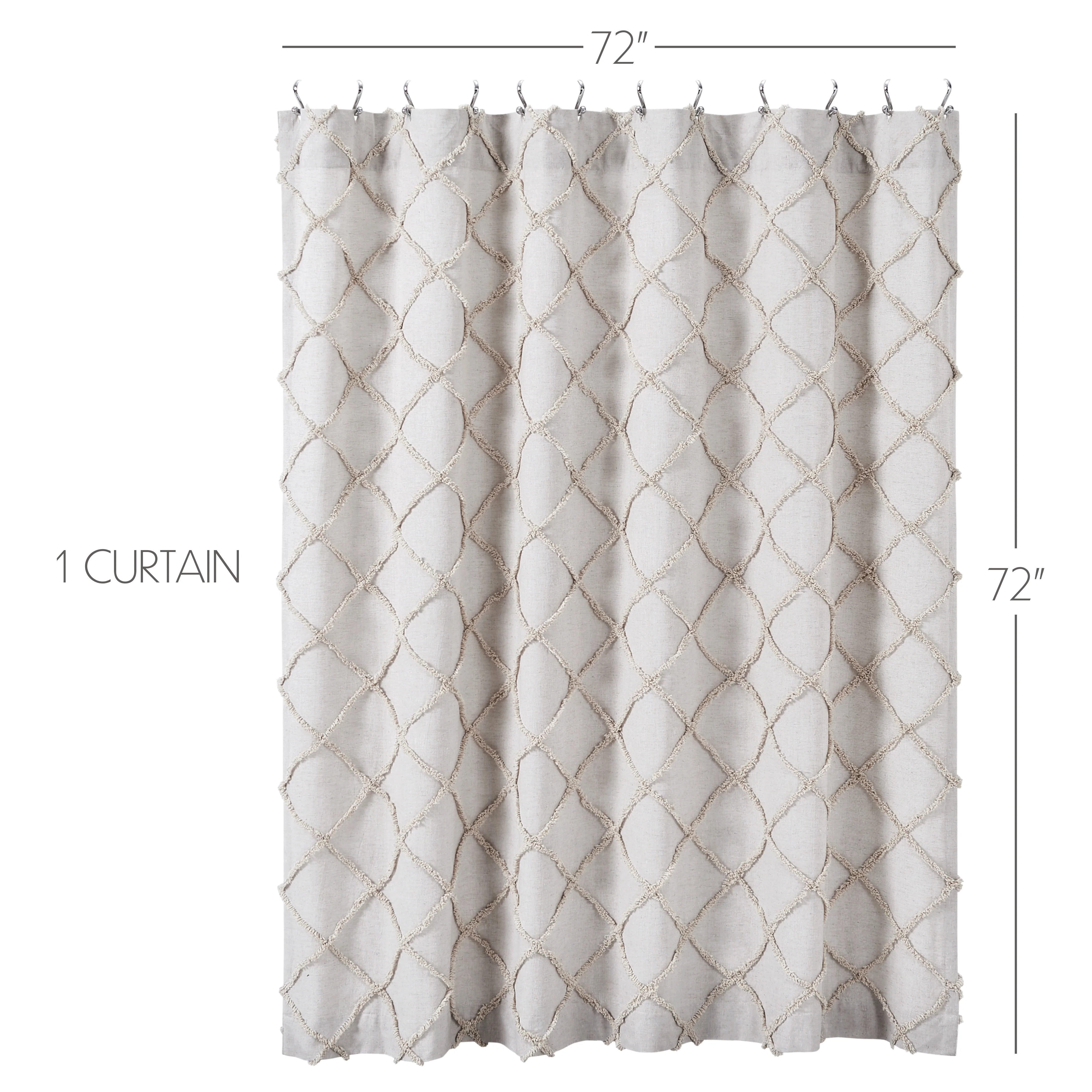 Frayed Lattice Oatmeal Shower Curtain 72x72