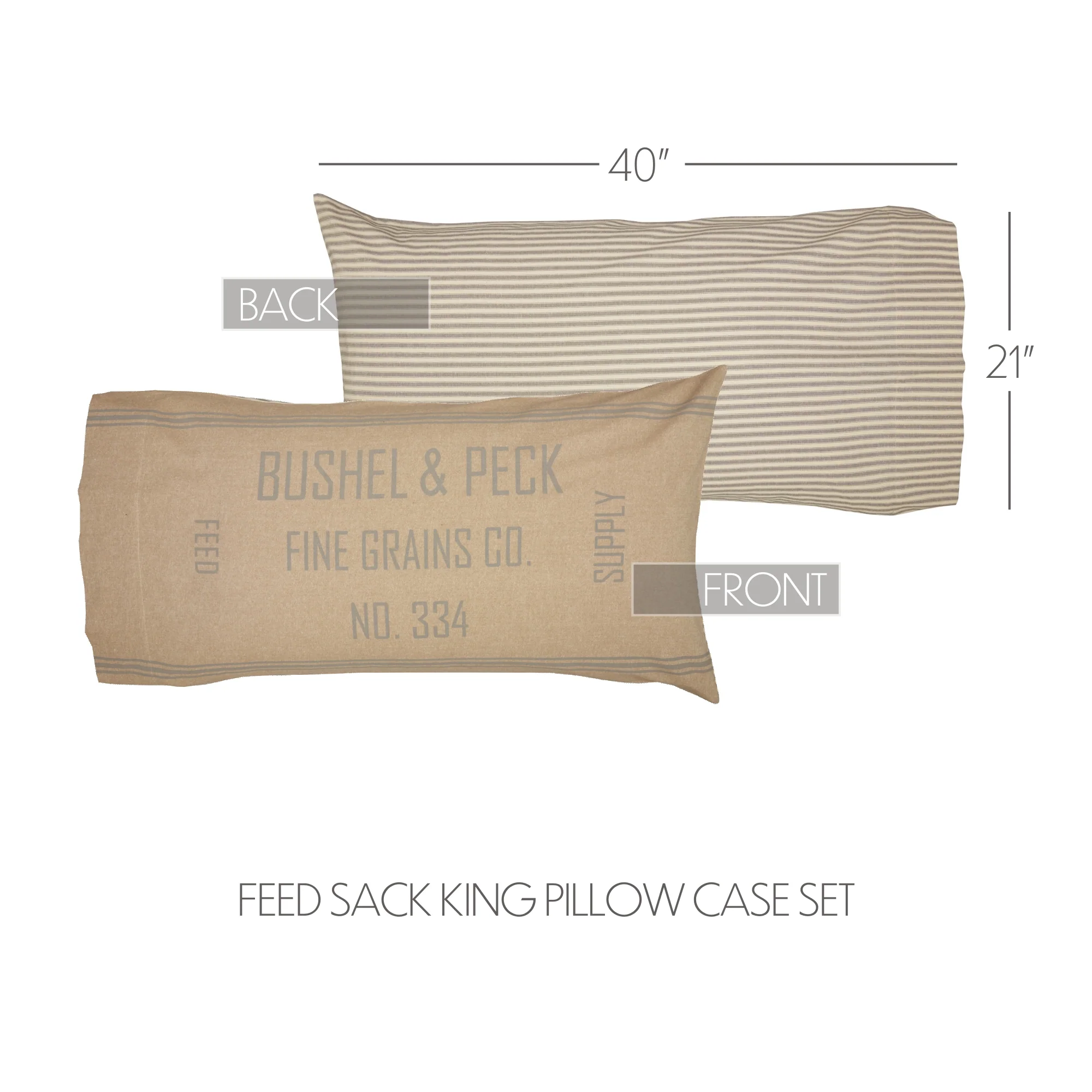 Grace Feed Sack King Pillow Case Set of 2 21x40