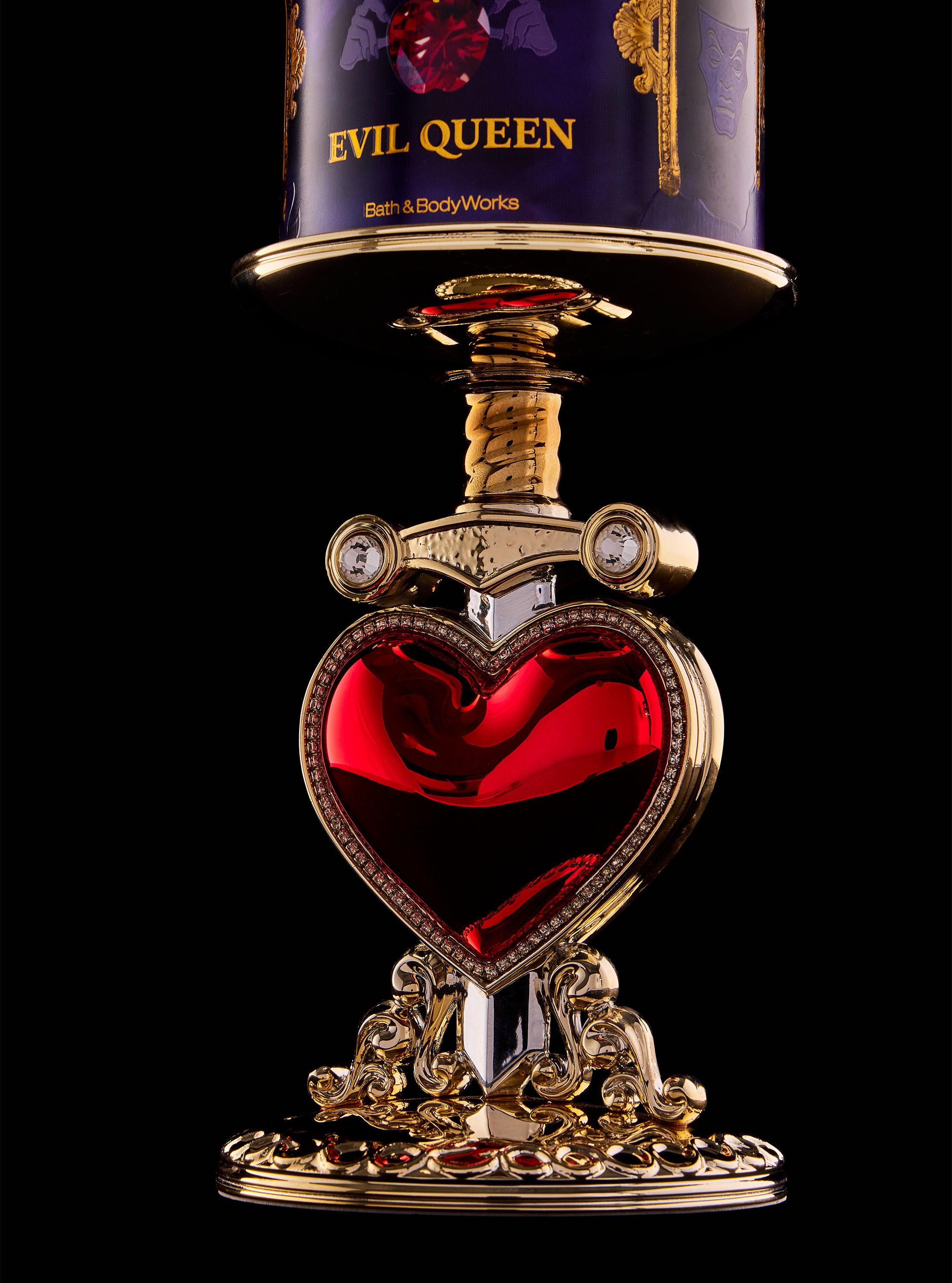 Evil Queen Pierced Heart Pedestal 3-Wick Candle Holder