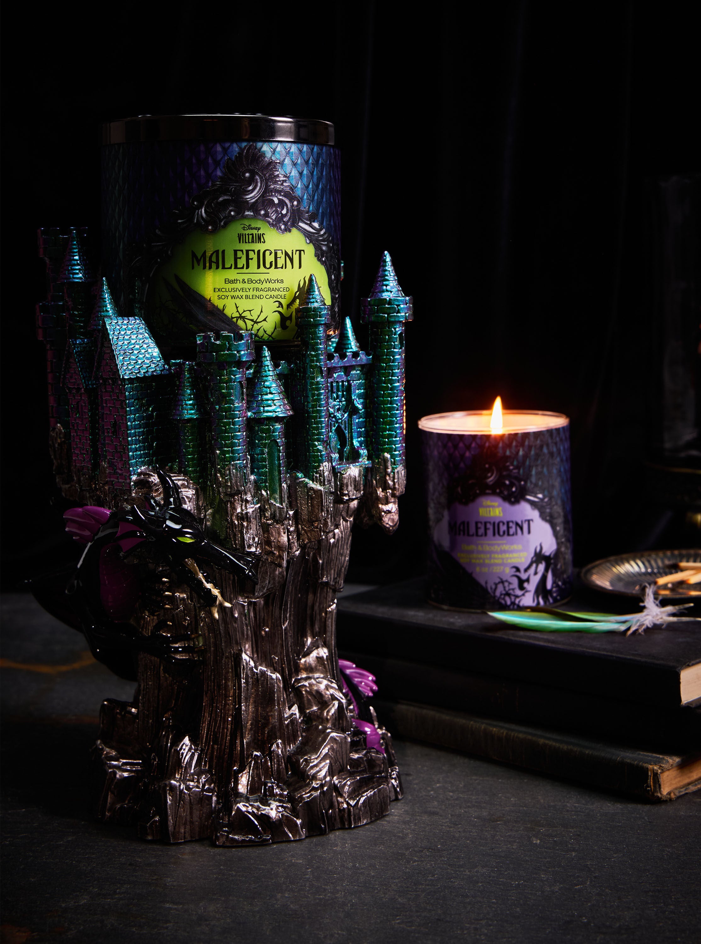 Maleficent Dragon Castle Pedestal 3-Wick Candle Holder
