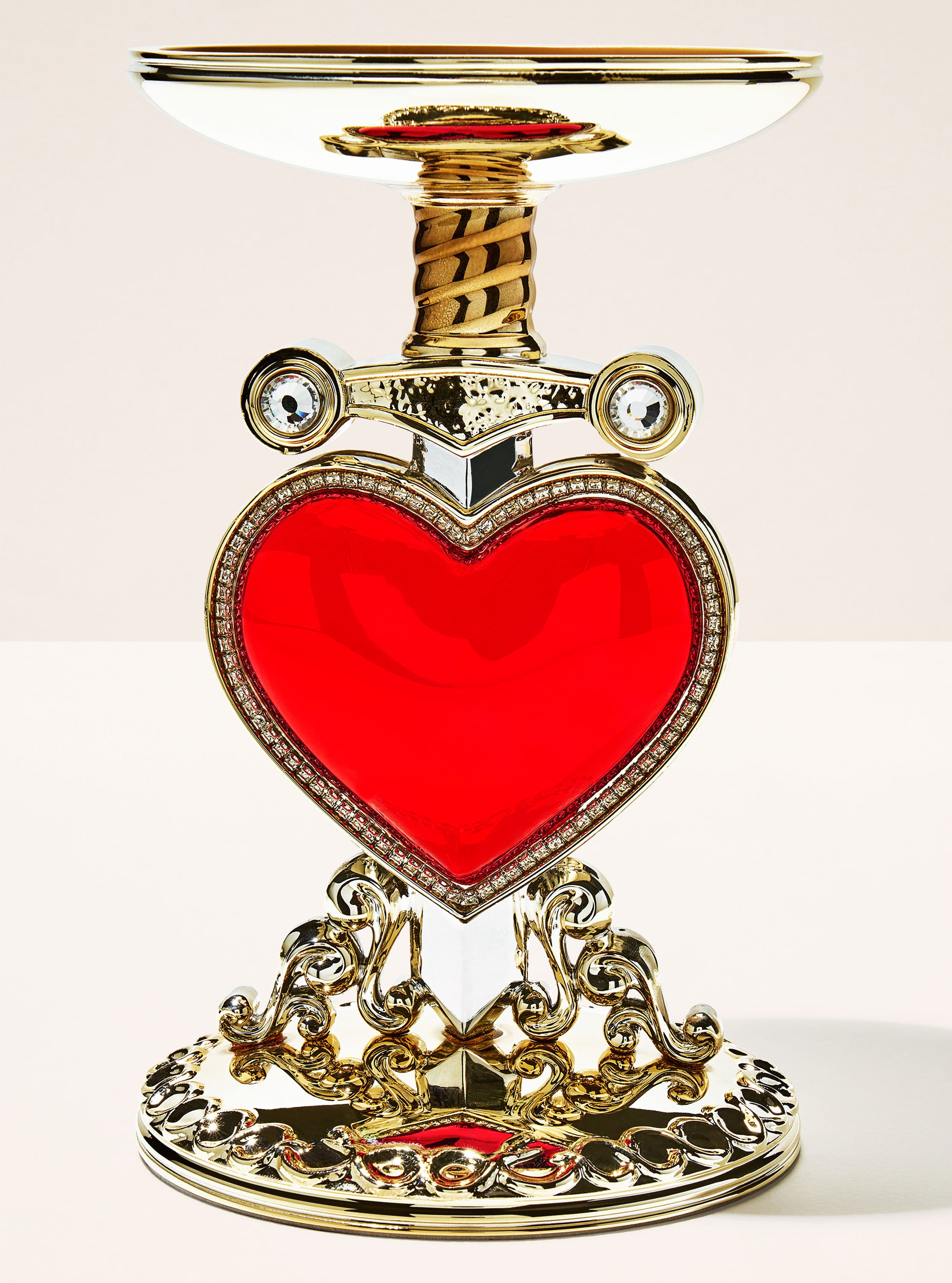 Evil Queen Pierced Heart Pedestal 3-Wick Candle Holder