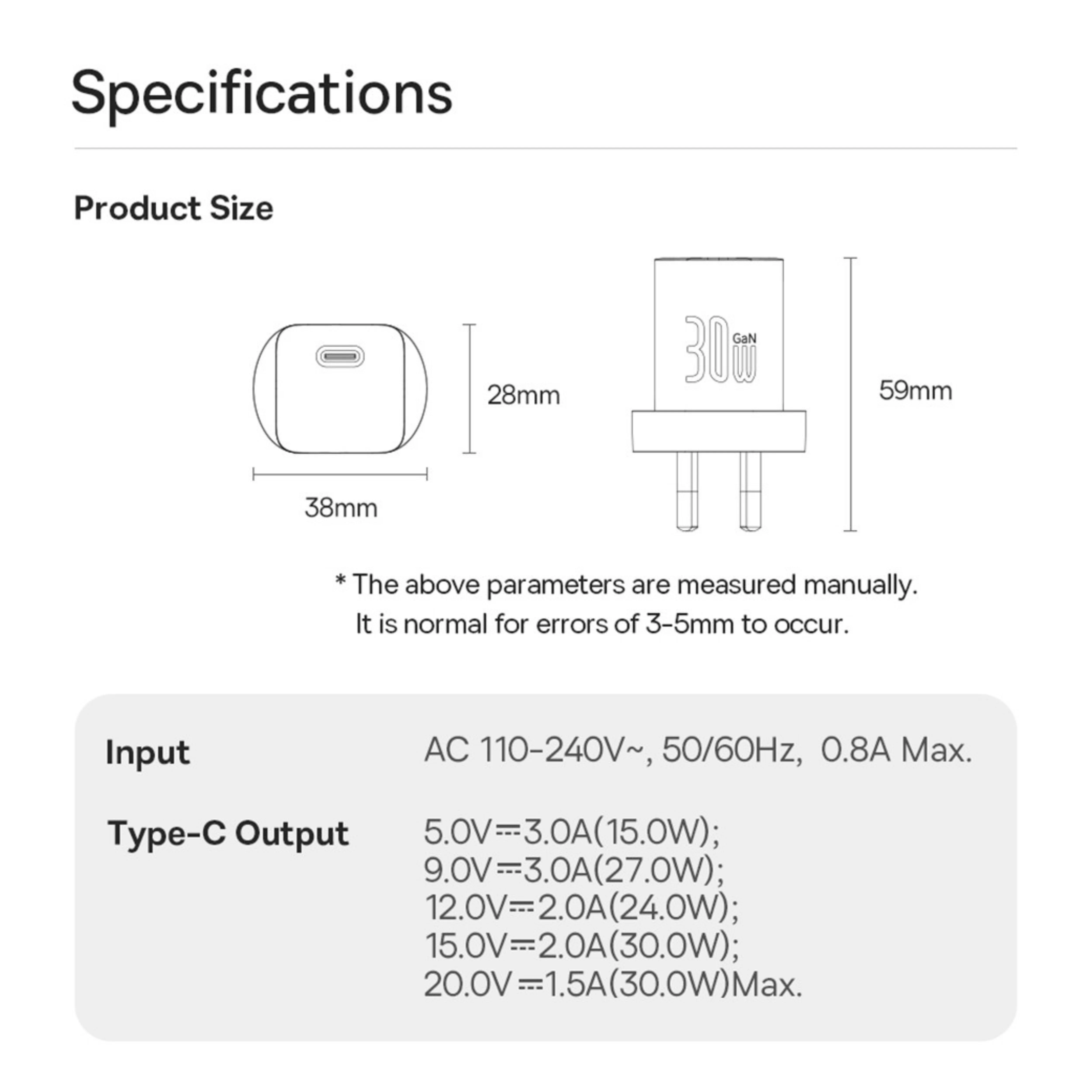 Baseus GaN5 Mini Fast Charger 1C 30W-Moon White