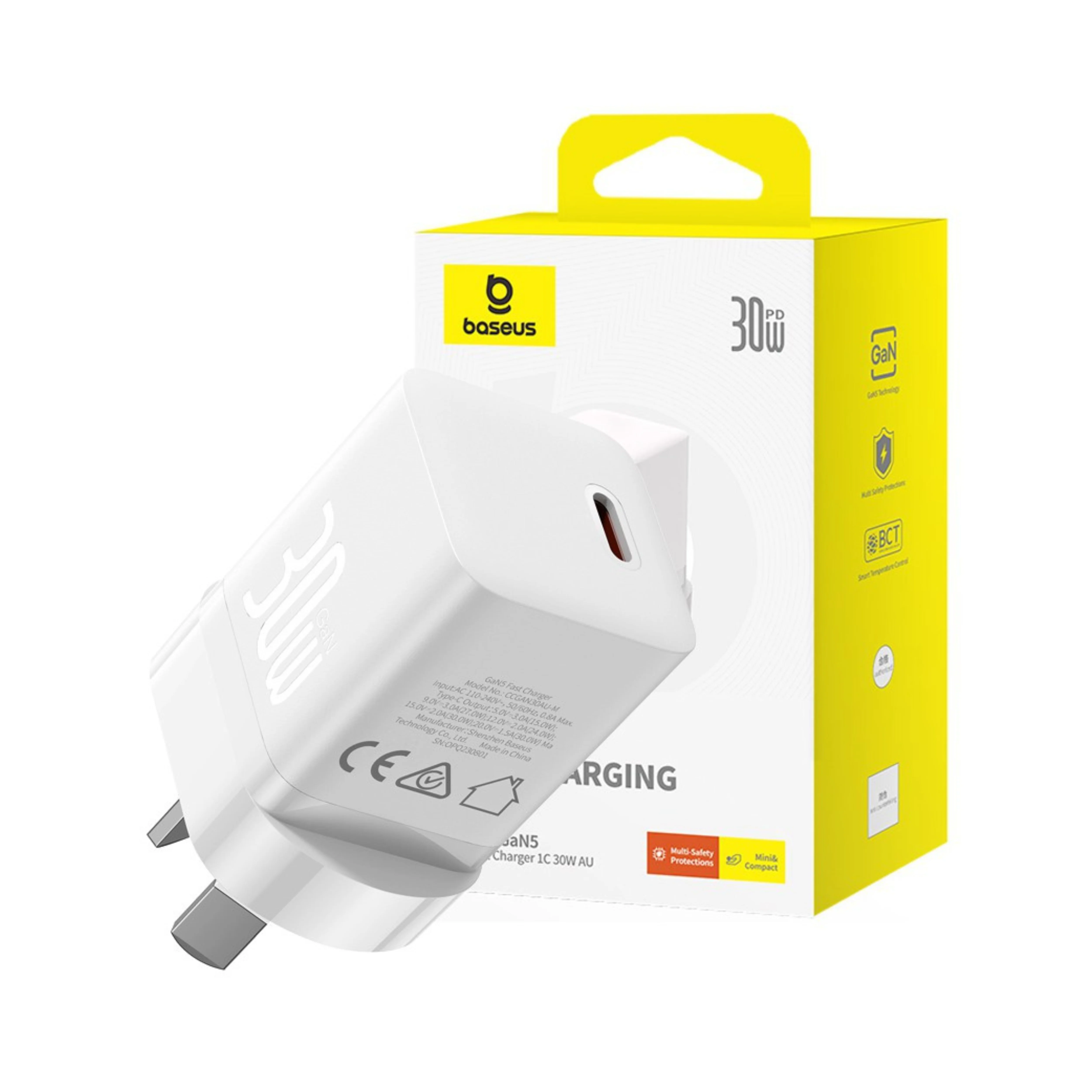 Baseus GaN5 Mini Fast Charger 1C 30W-Moon White