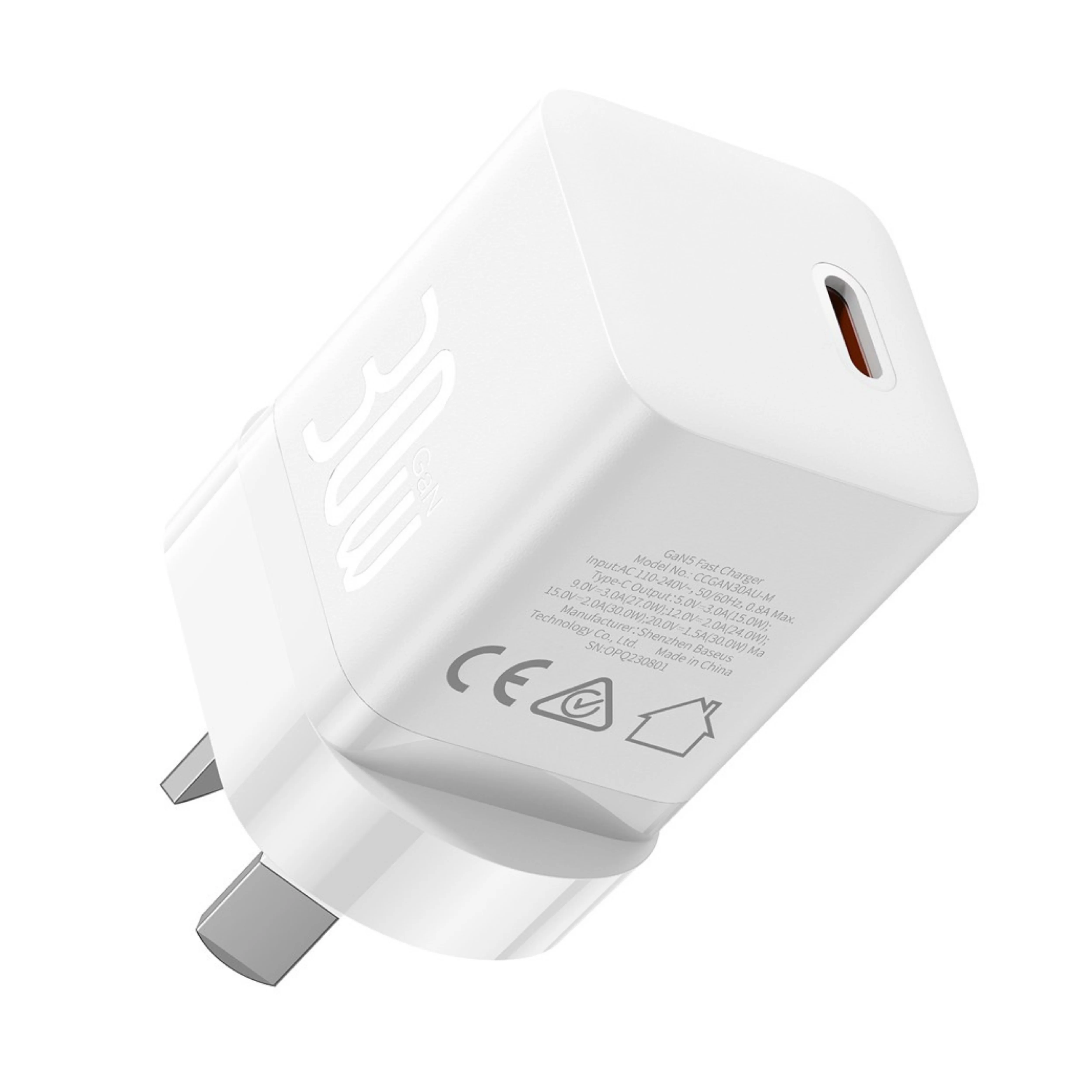 Baseus GaN5 Mini Fast Charger 1C 30W-Moon White