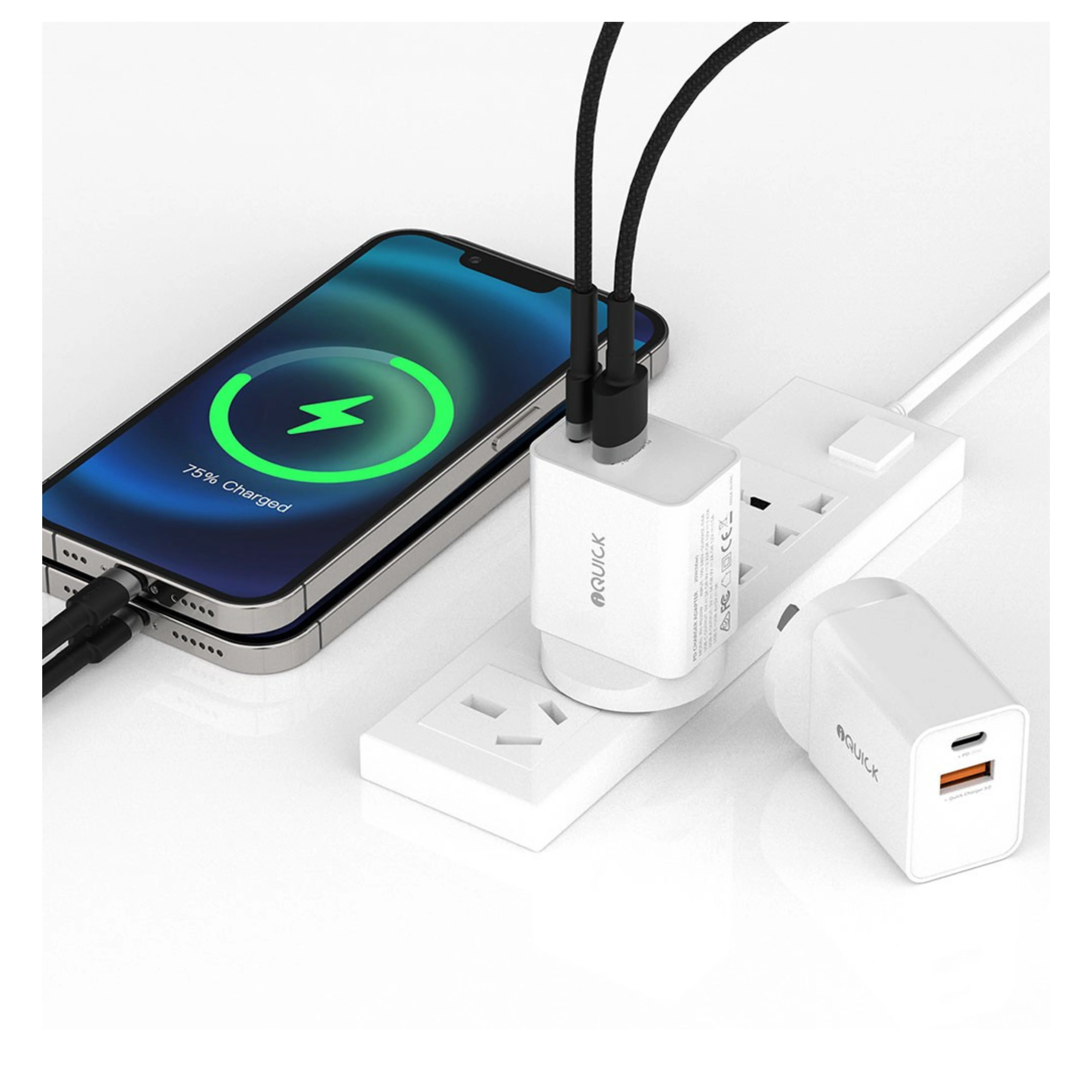 iQuick 30W PD3.0+QC3.0 Dual Ports Charging Adapter-White