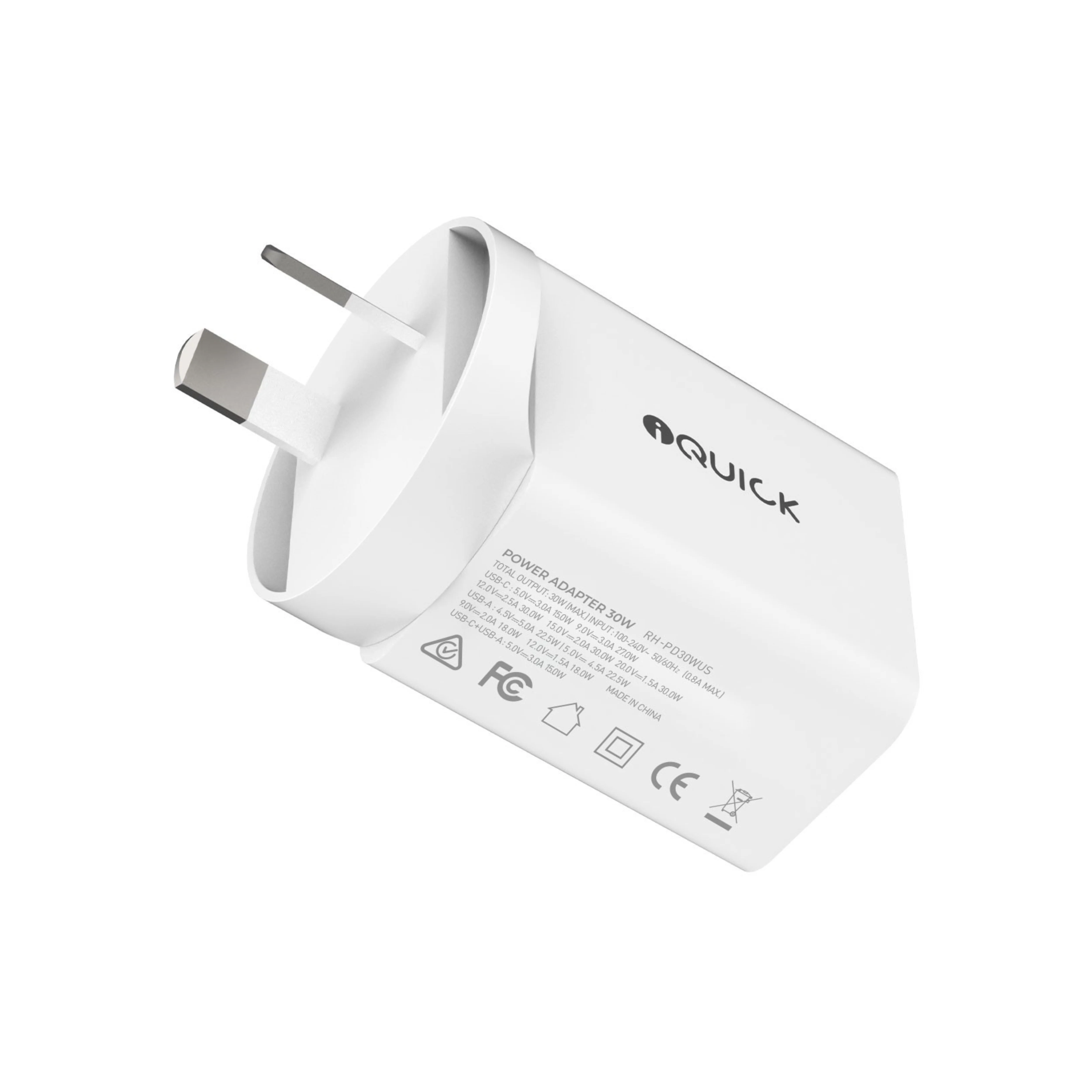iQuick 30W PD3.0+QC3.0 Dual Ports Charging Adapter-White