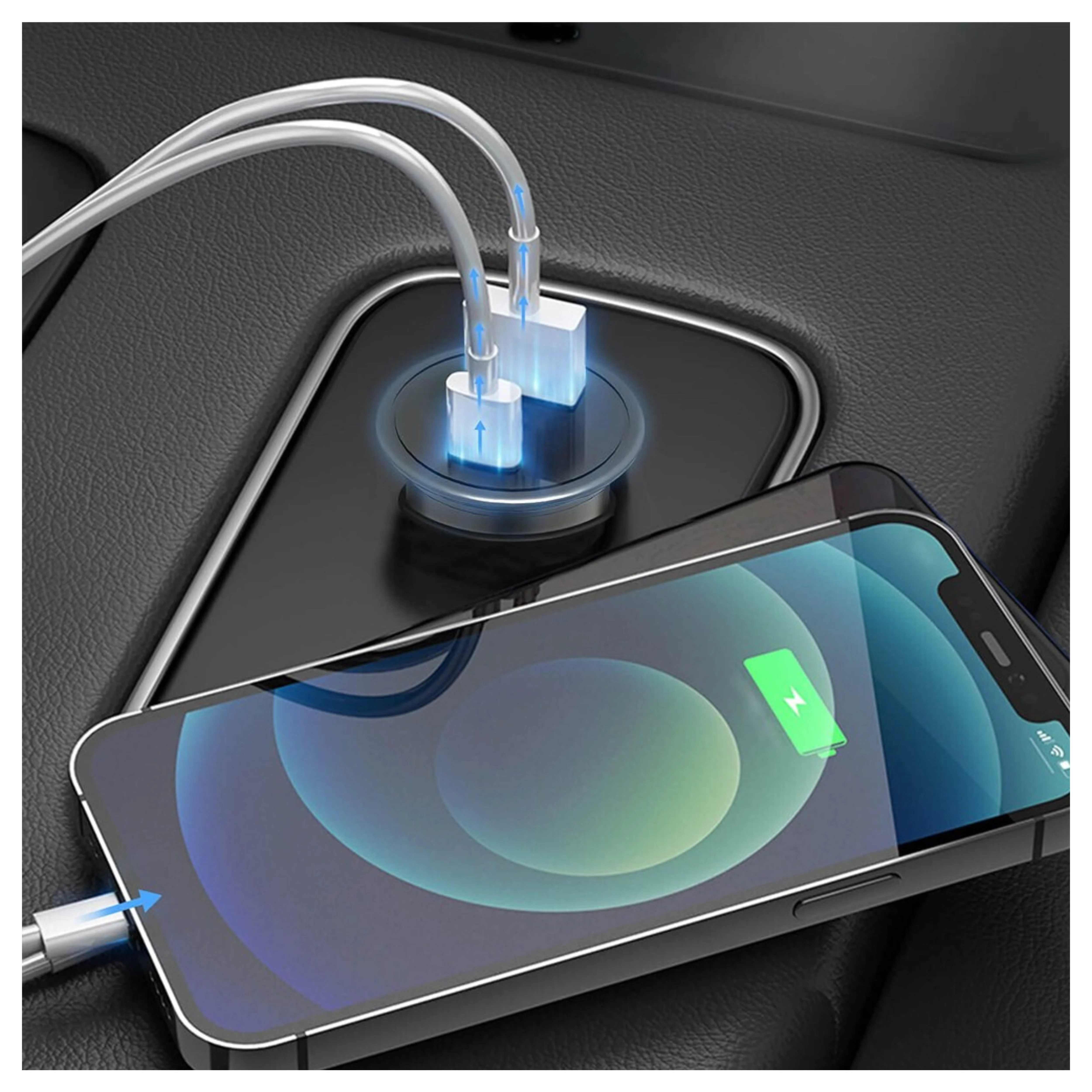 iQuick CQ2 38W Fast Car Charging USB-A & USB-C Ports