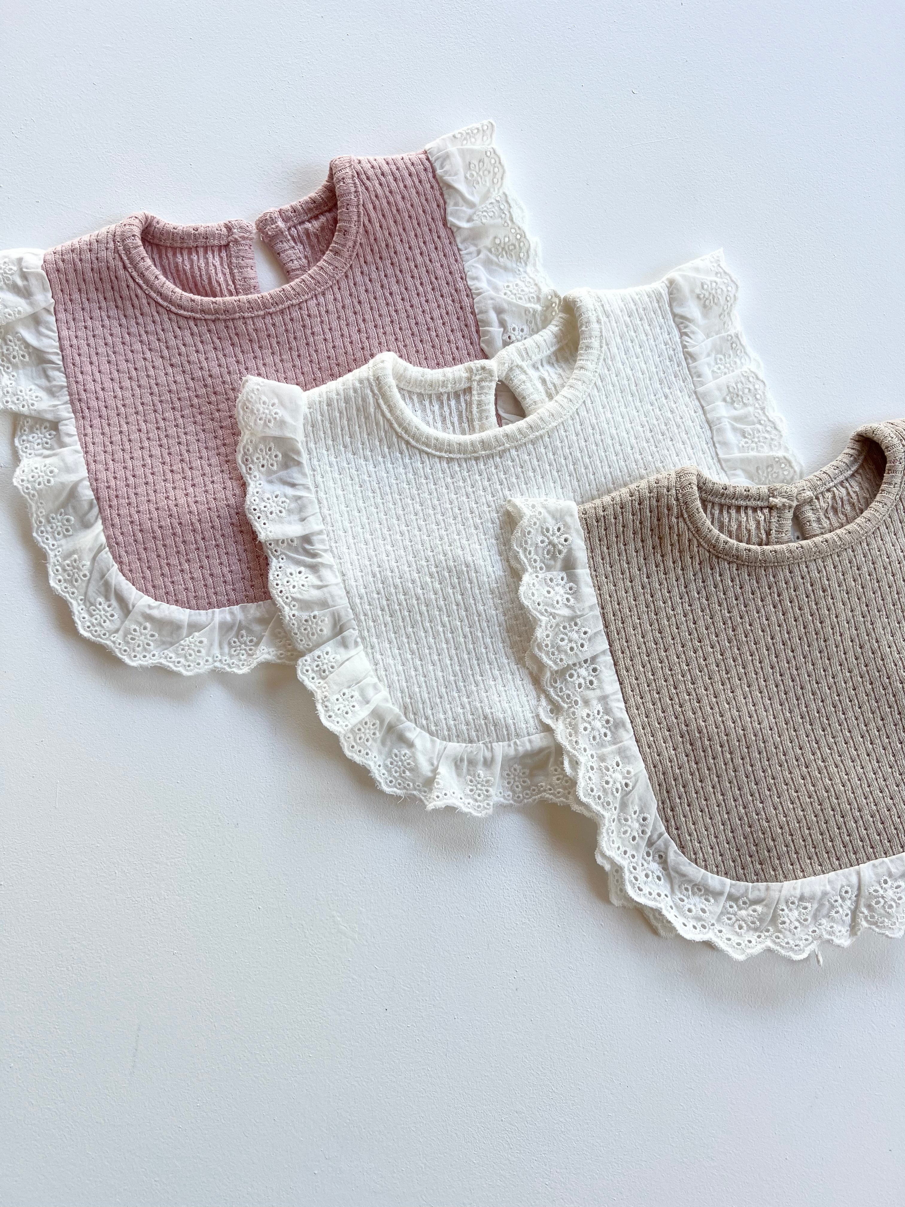 Knitted Lace Frill Bib
