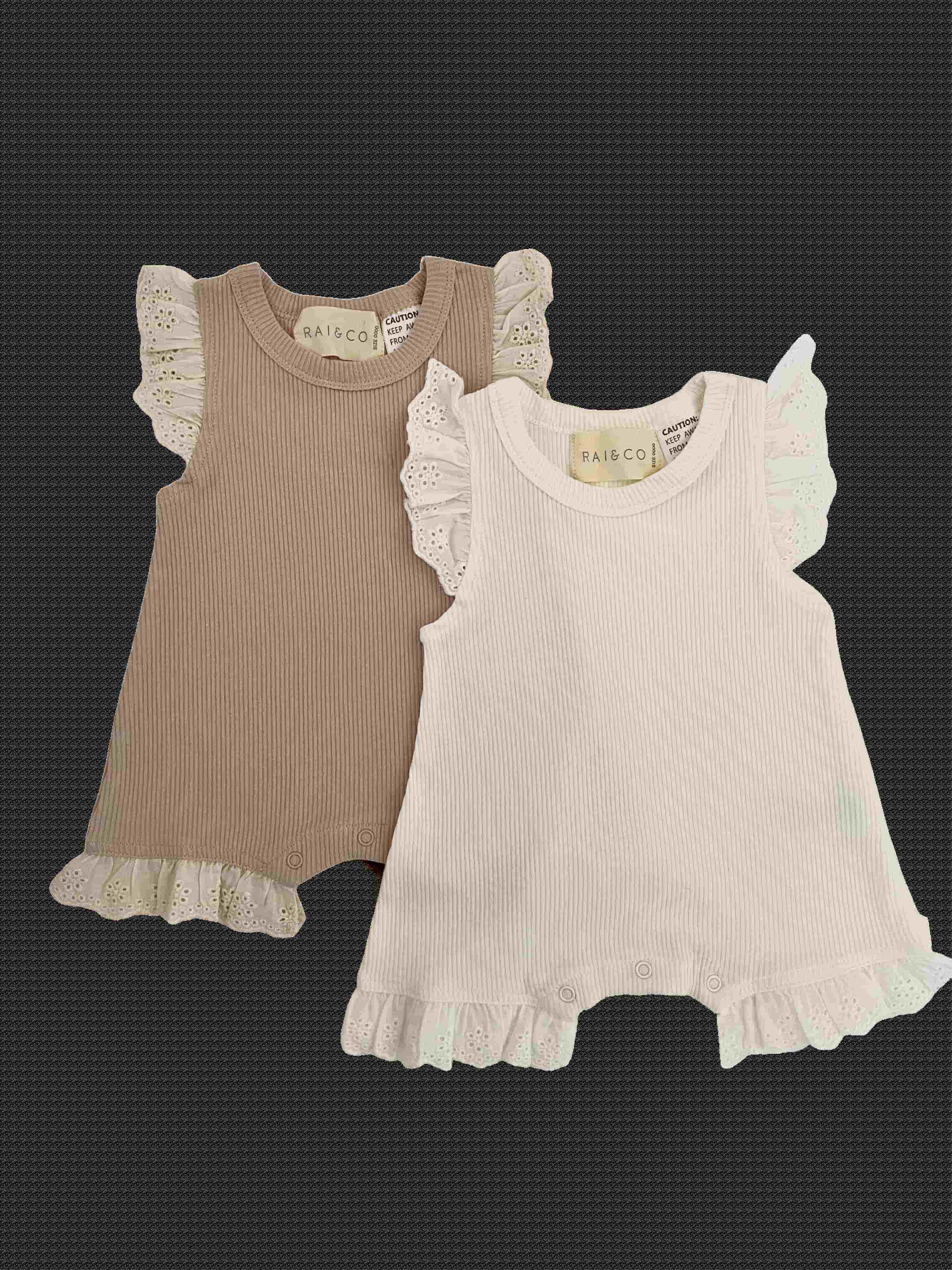 Mini Ribbed Lace Frill Romper