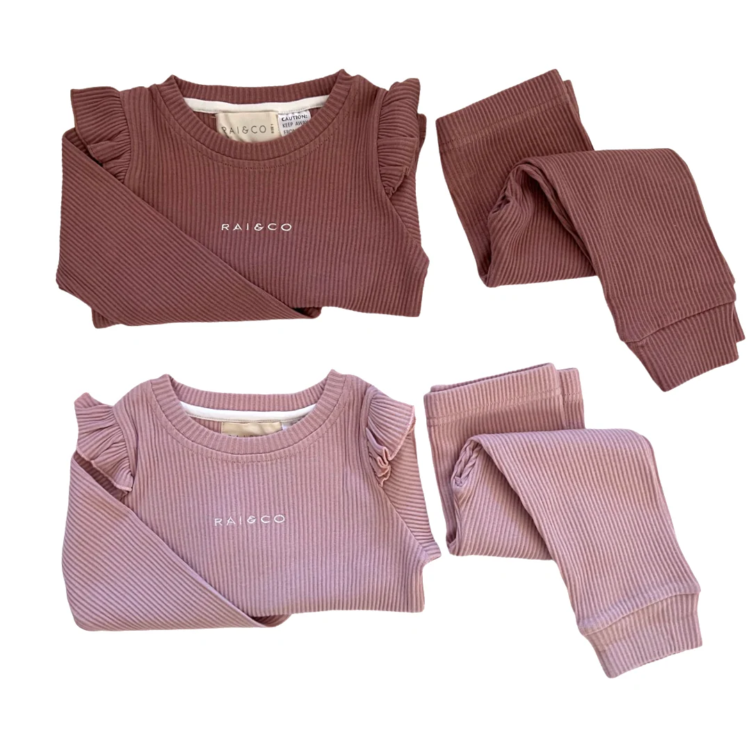 Frill Ribbed Two Piece Set