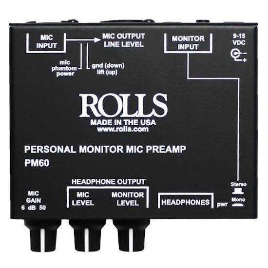 Rolls PM60 Personal Monitor Headphone Amp with Mic Preamp