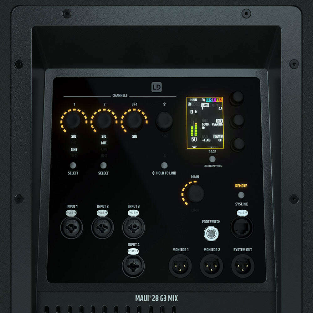 LD Systems MAUI28G3MIX Portable Cardioid Column PA w/ Digital Mixer - Black