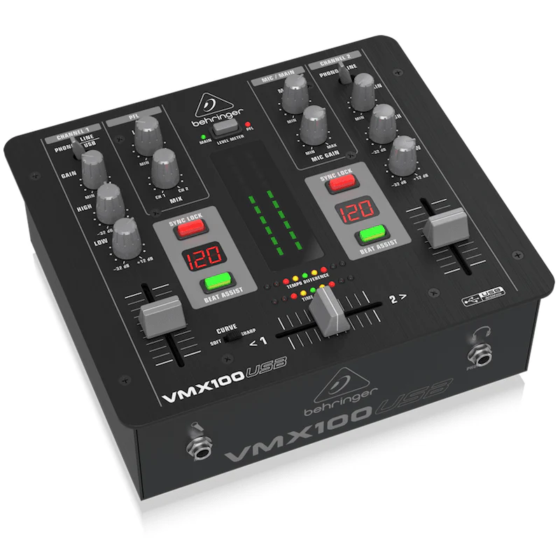 Behringer VMX100USB Professional 2-Channel DJ Mixer with USB/Audio Interface, BPM Counter & VCA Control