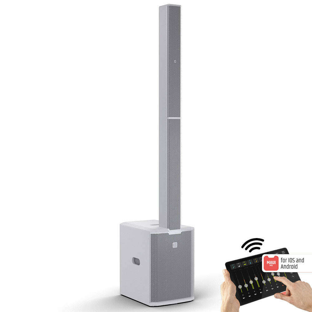 LD Systems MAUI28G3MIXW Portable Cardioid Column PA w/ Digital Mixer - White