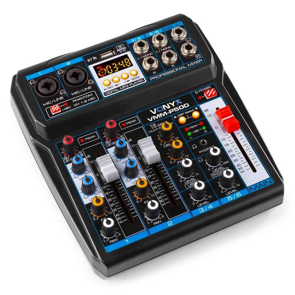Vonyx VMM-P500 4-Channel Mixer with USB/Audio Interface, MP3 & Bluetooth