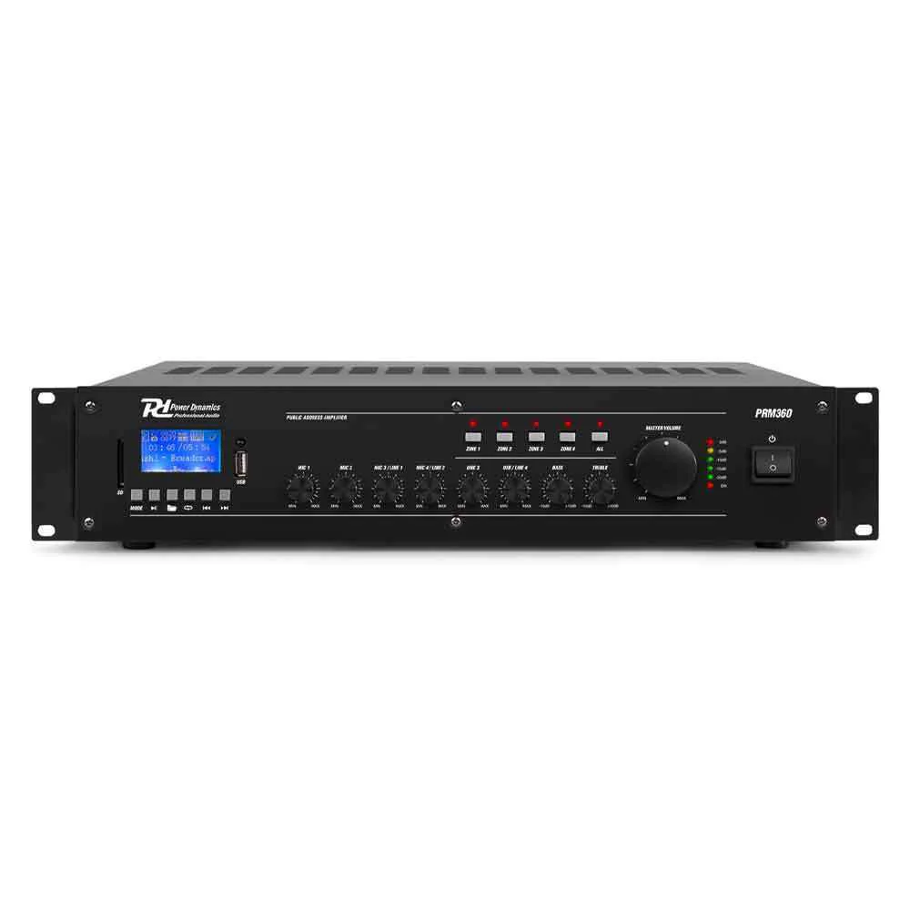 Power Dynamics PRM360 360W 100V 4 Zone 6 Channel Mixer/PA Amplifier