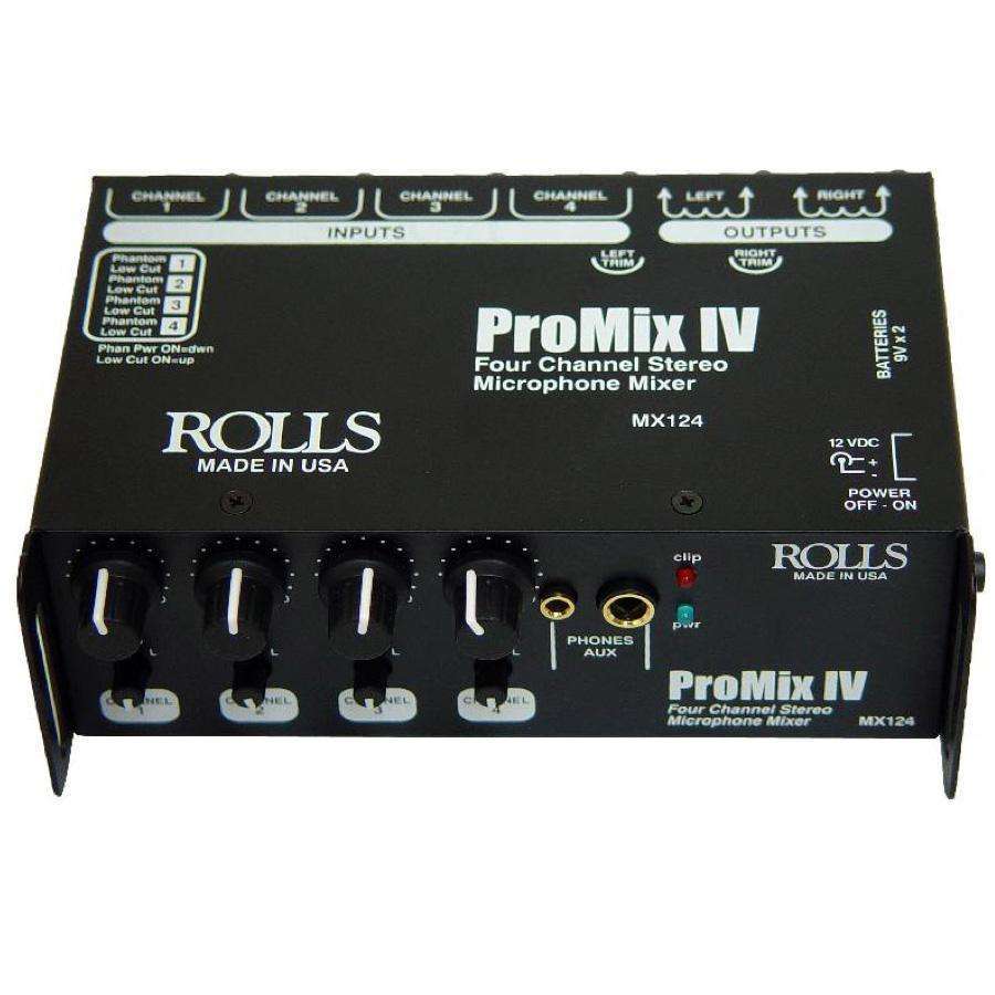 Rolls MX124 ProMix IV 4 Channel Stereo Battery and AC Powered Mixer