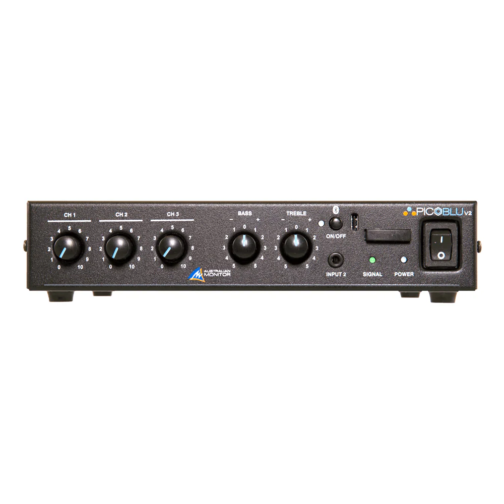 Australian Monitor PICOBLU V2 30 Watt Small Form Factor Mixer Amplifier with Bluetooth