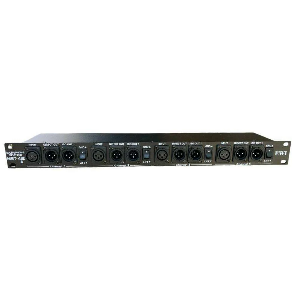 EWI MST-412A 4 Channel by Three Way Isolated XLR Rack-Mountable Transformer Splitter